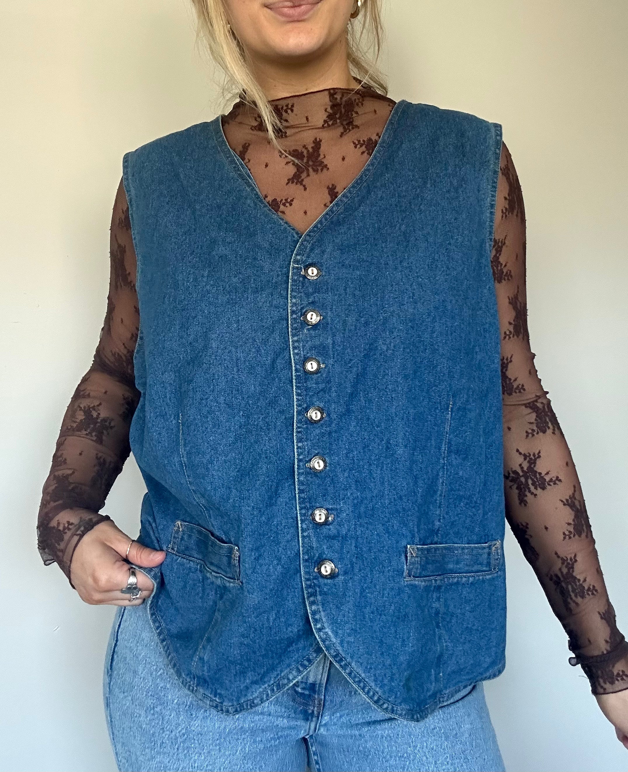 Vintage Cherokee Denim Button Up Vest