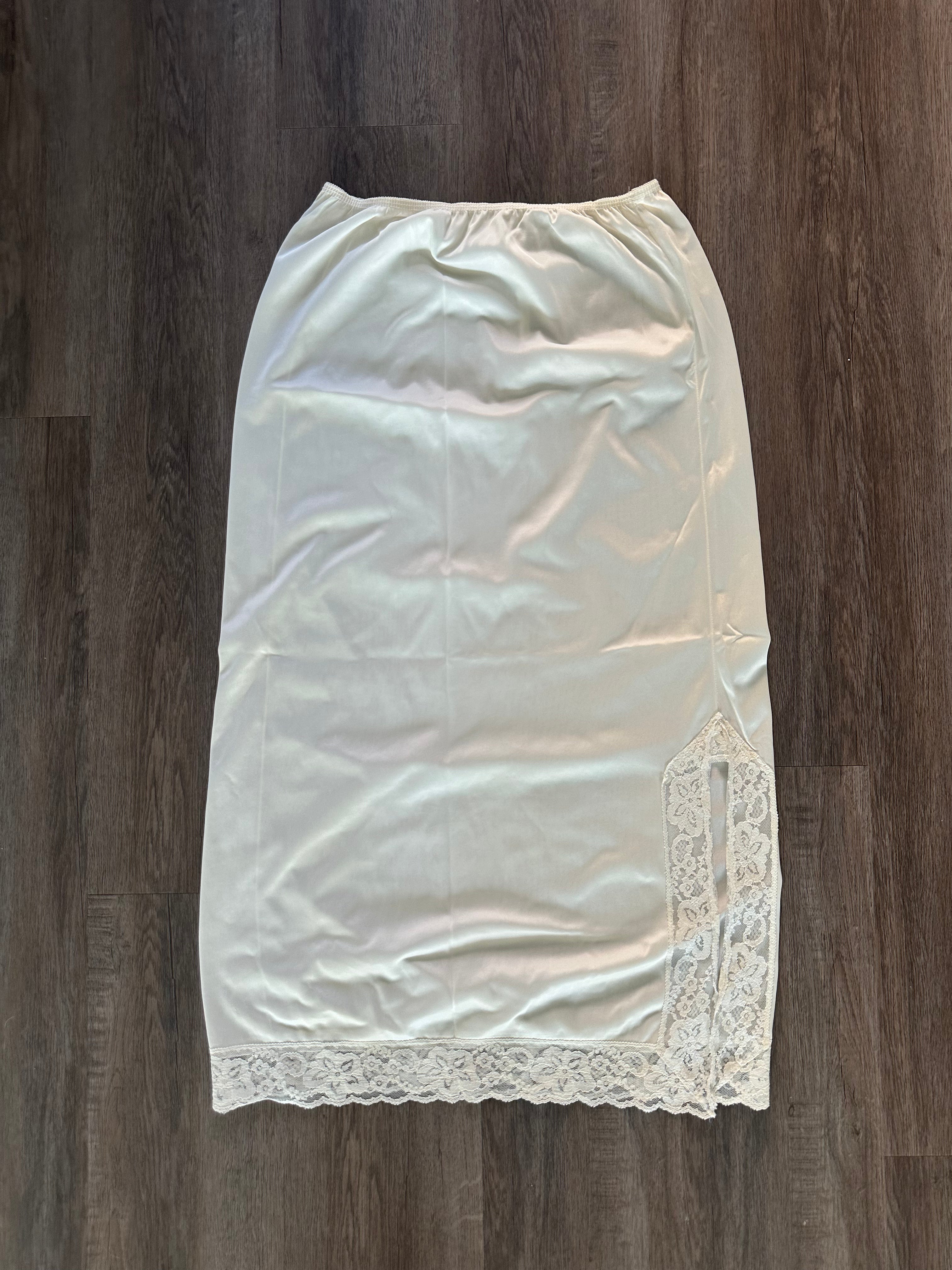White Lace Trim Midi Skirt