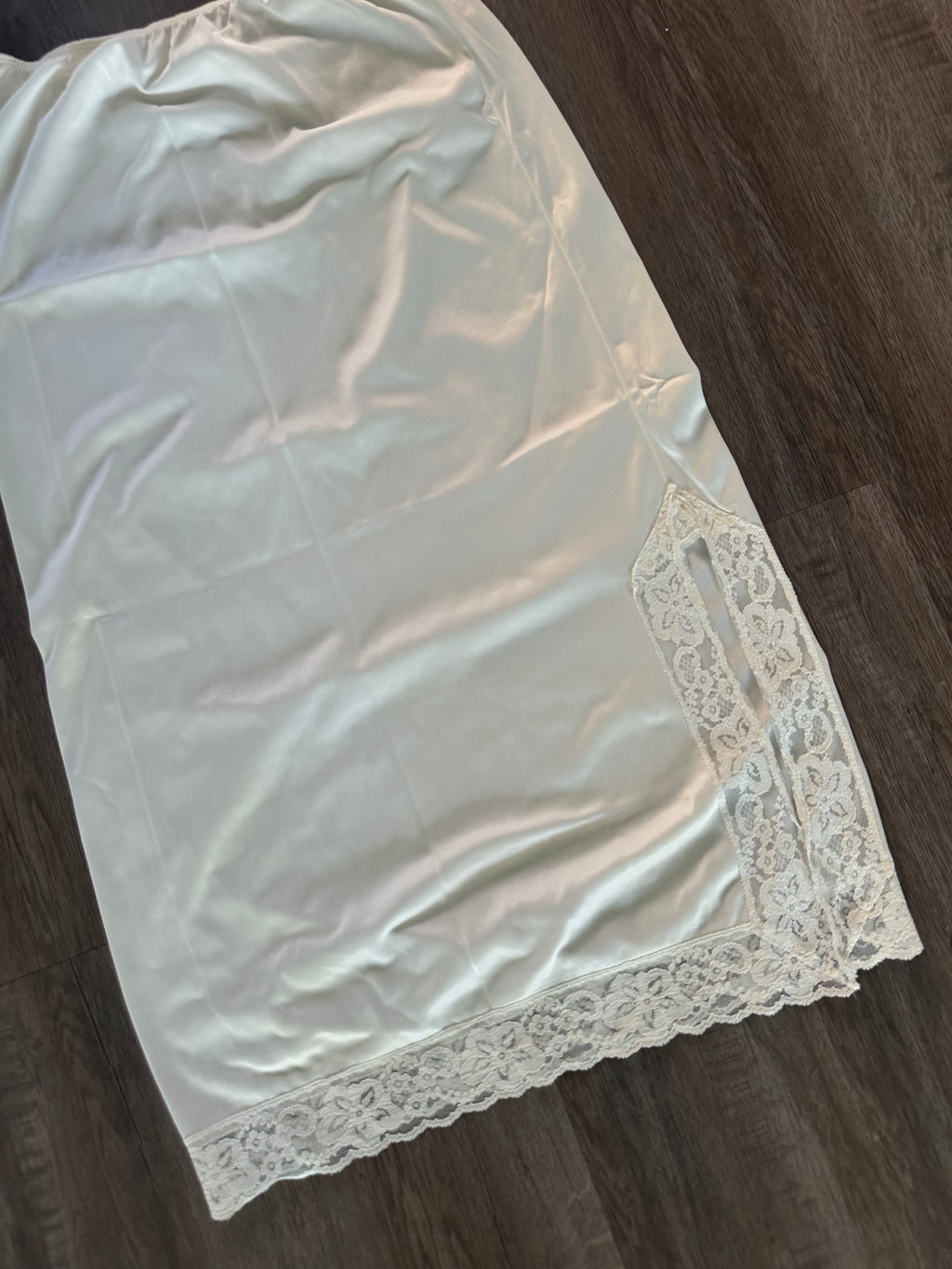 White Lace Trim Midi Skirt