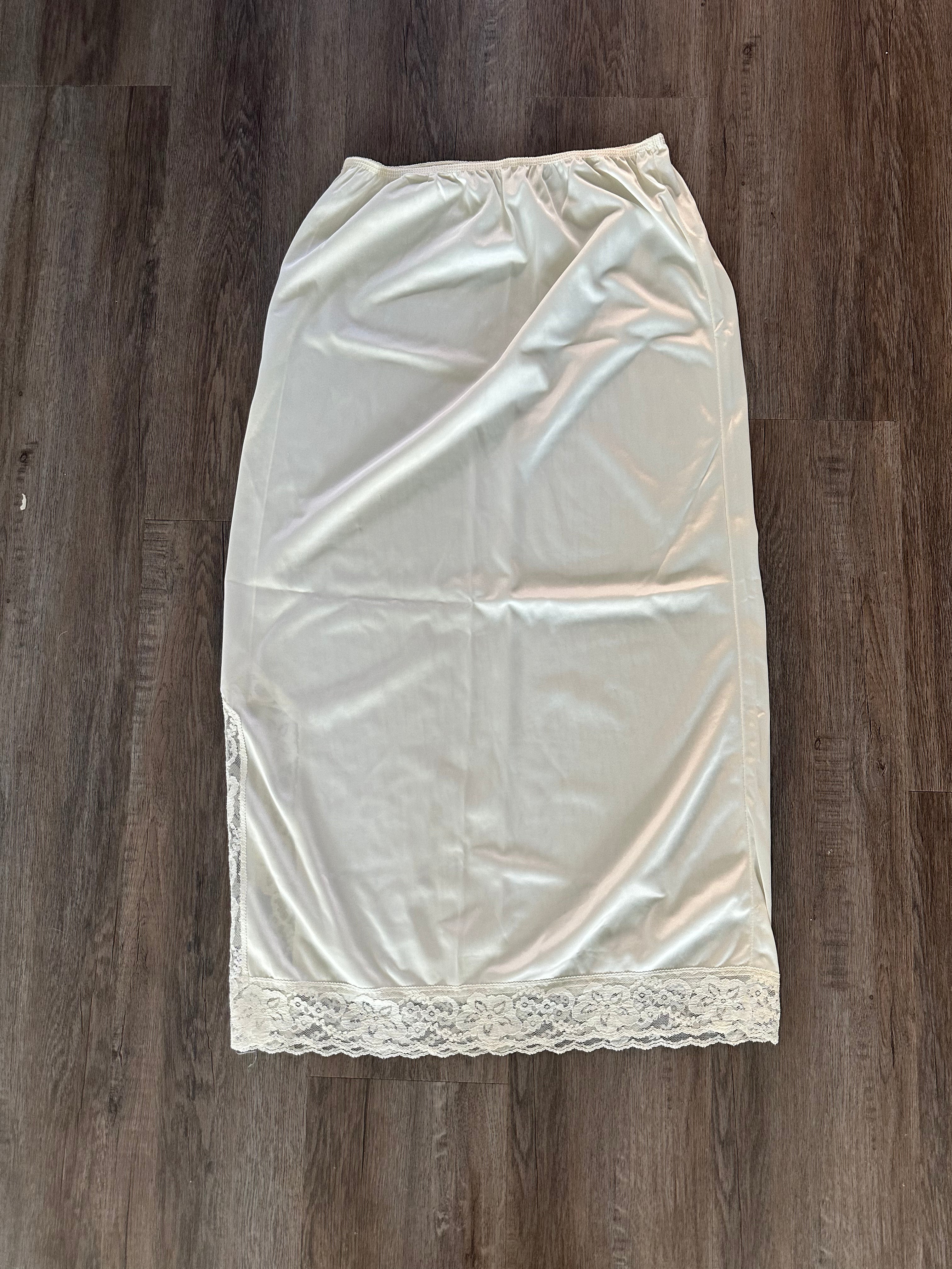 White Lace Trim Midi Skirt