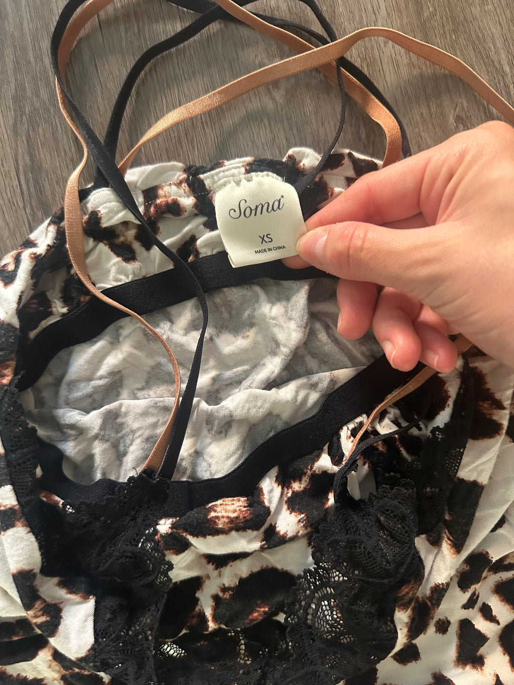 Soma Cheetah Lace Trim Tank Top