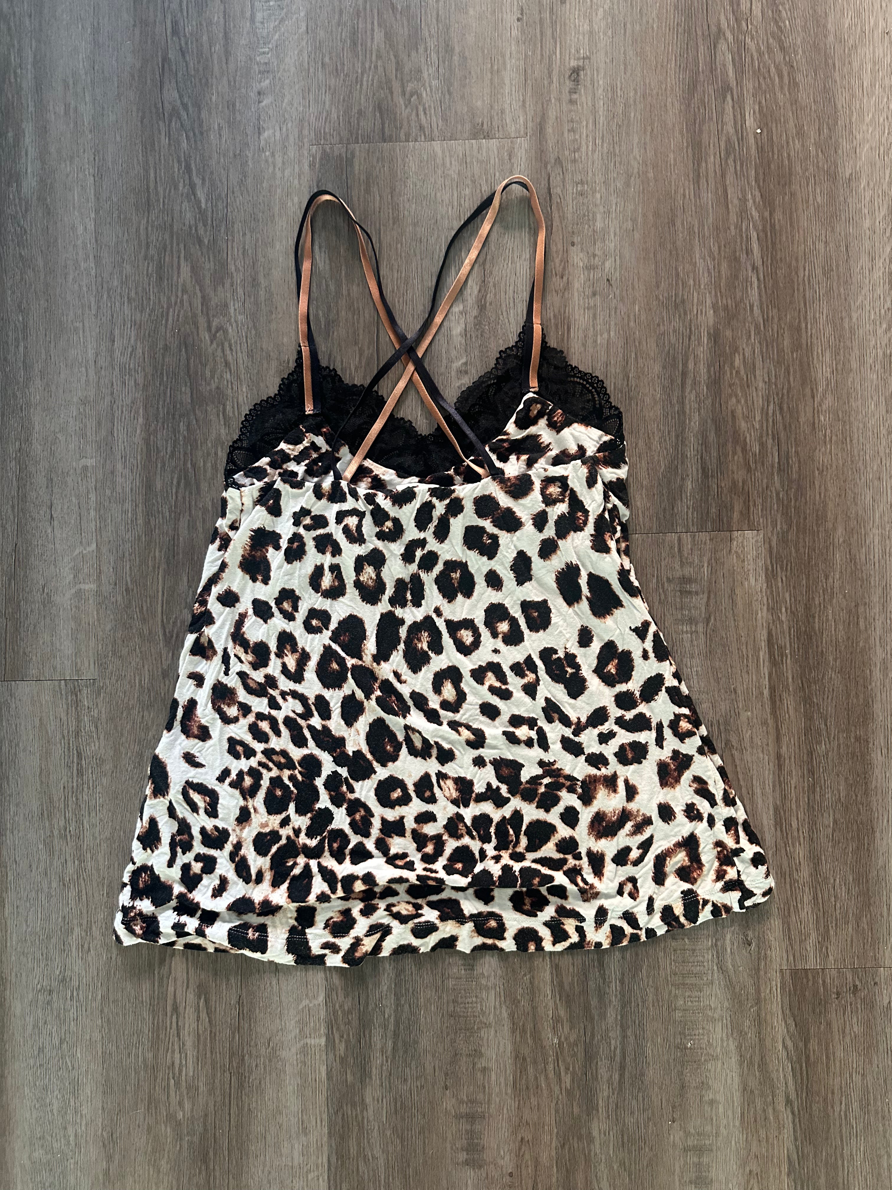 Soma Cheetah Lace Trim Tank Top