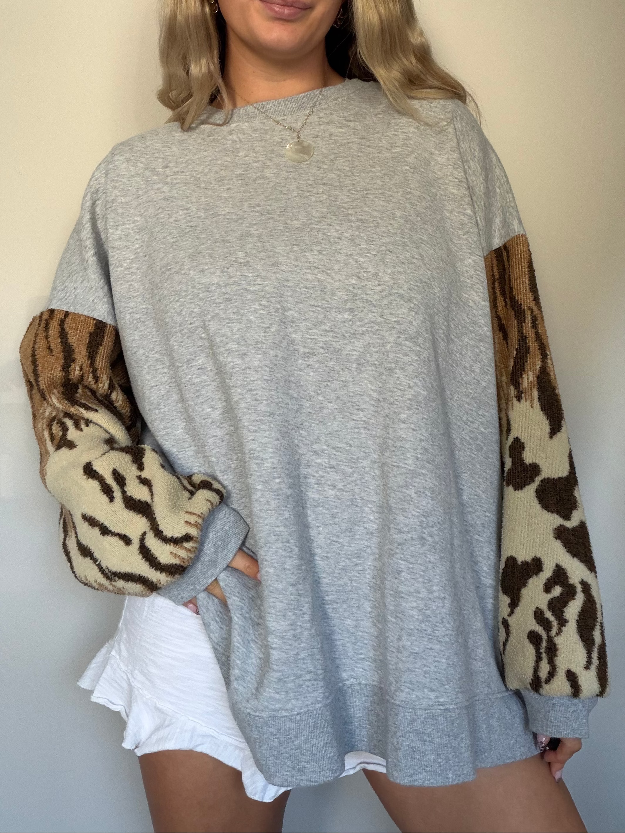 The Animal Print Upcycled Crewneck