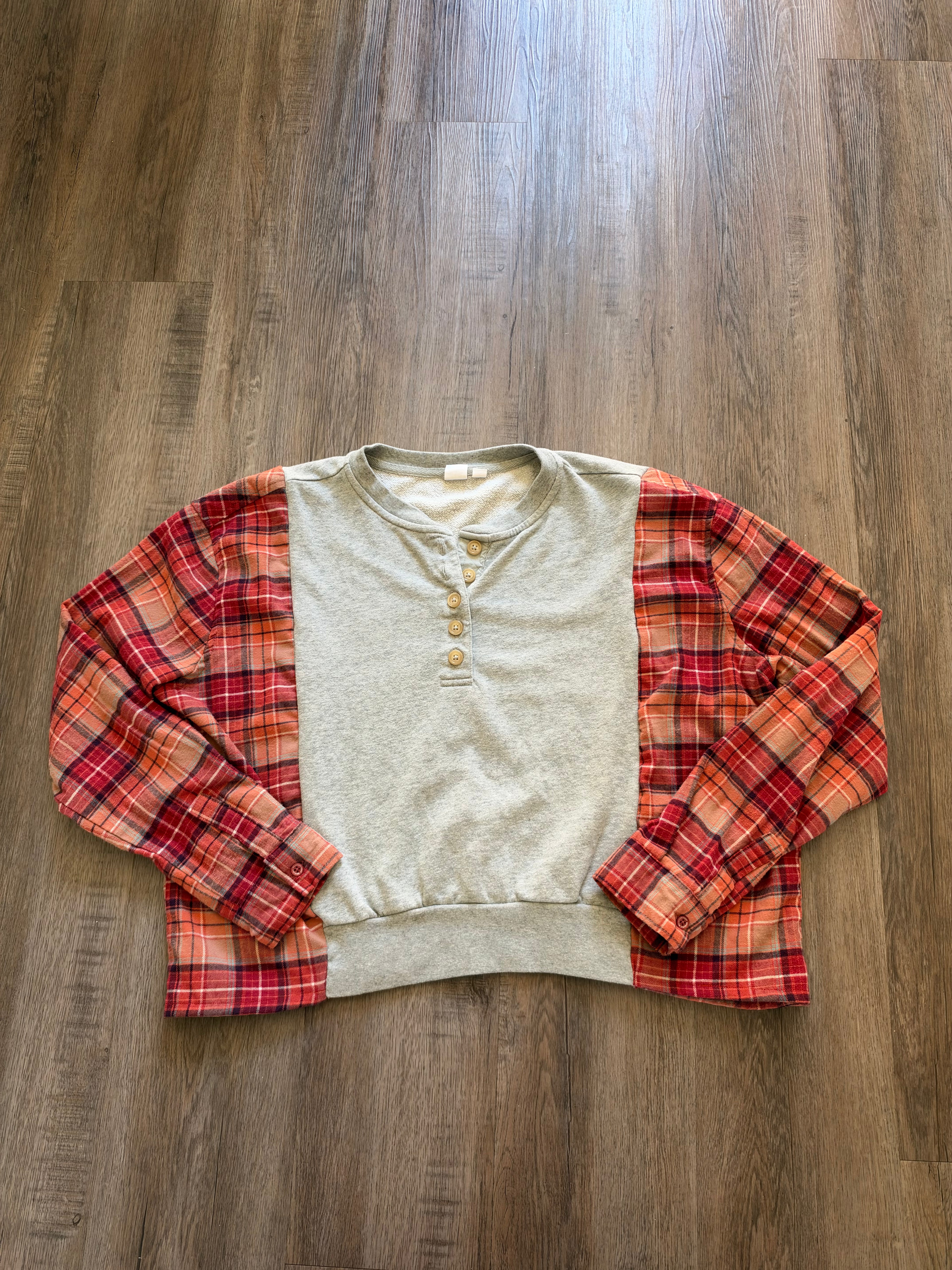 Upcycled Fall Flannel Crewneck
