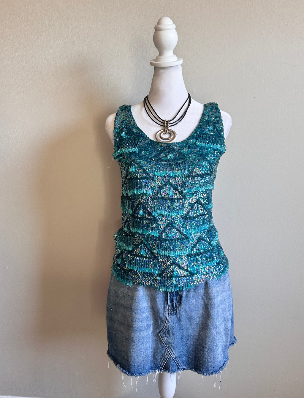 Hand Beaded Vintage Tank Top