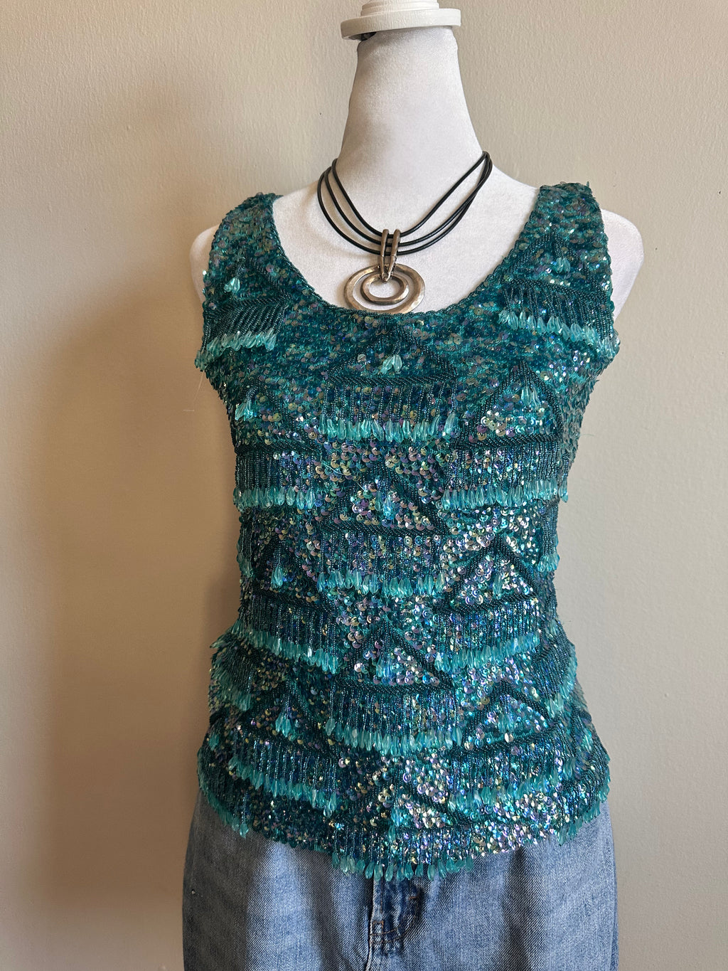 Hand Beaded Vintage Tank Top
