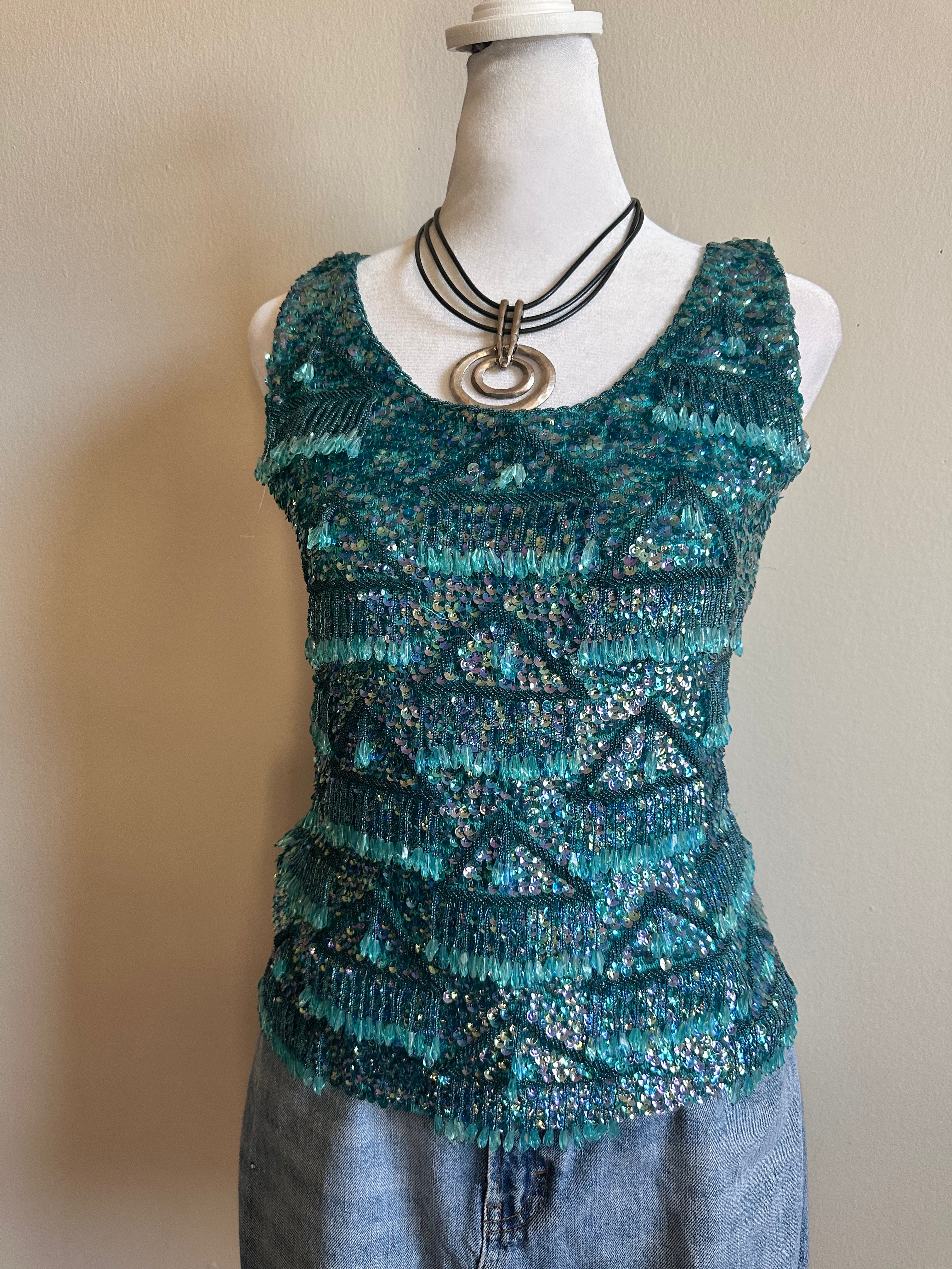 Hand Beaded Vintage Tank Top