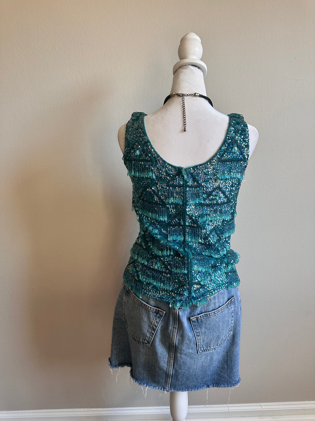 Hand Beaded Vintage Tank Top