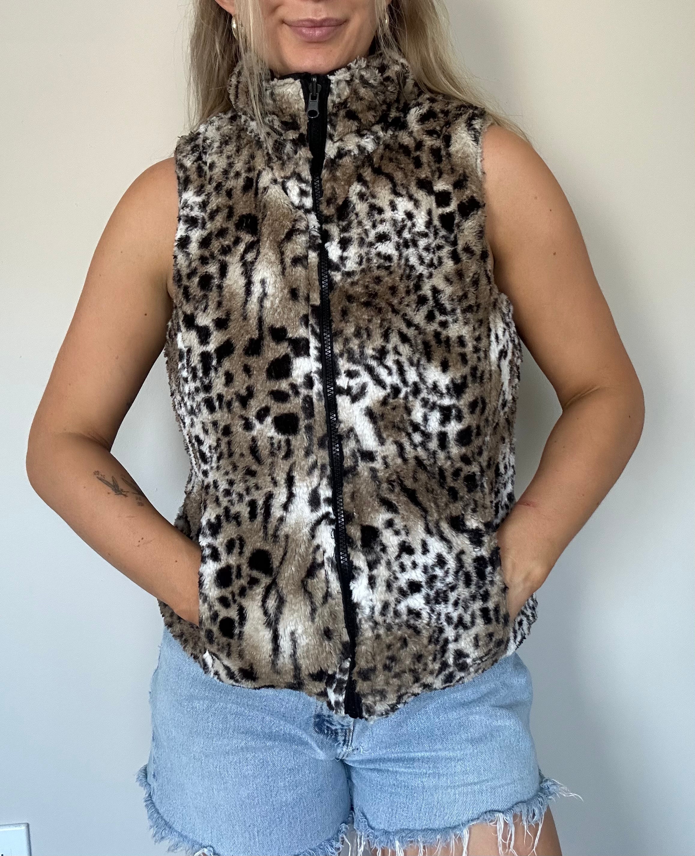 Reversible Faux Fur Cheetah Print Vest