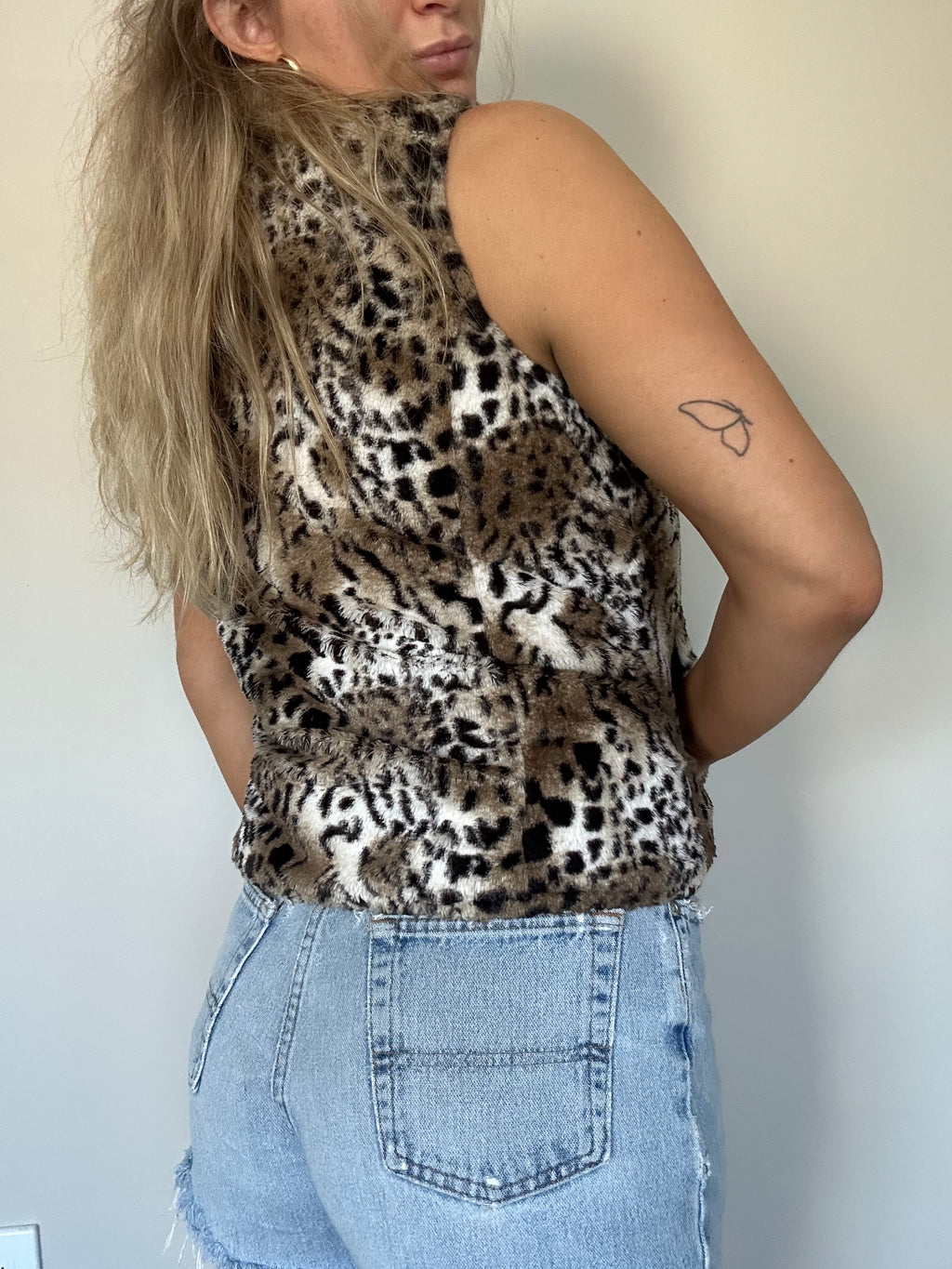Reversible Faux Fur Cheetah Print Vest
