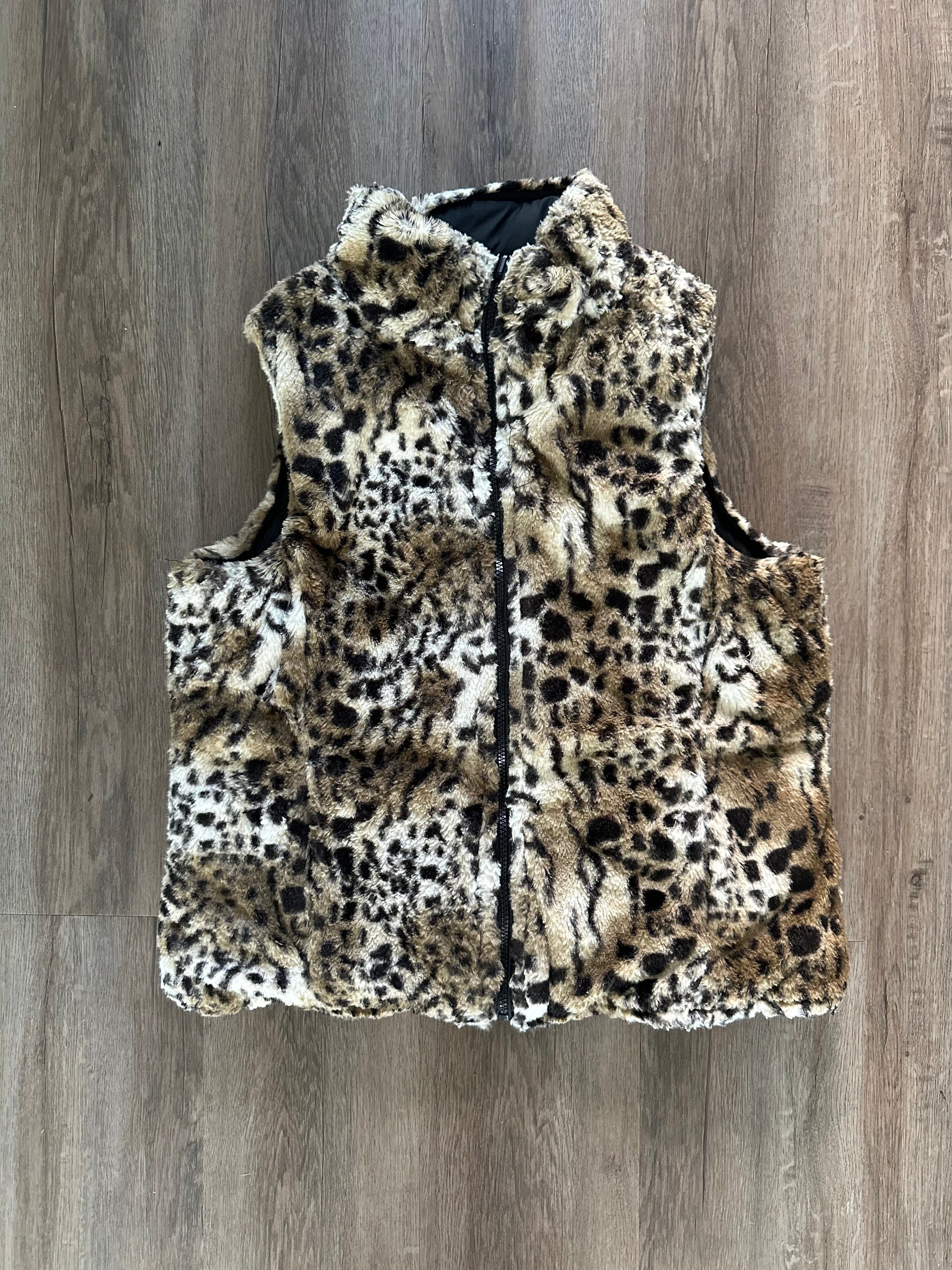 Reversible Faux Fur Cheetah Print Vest