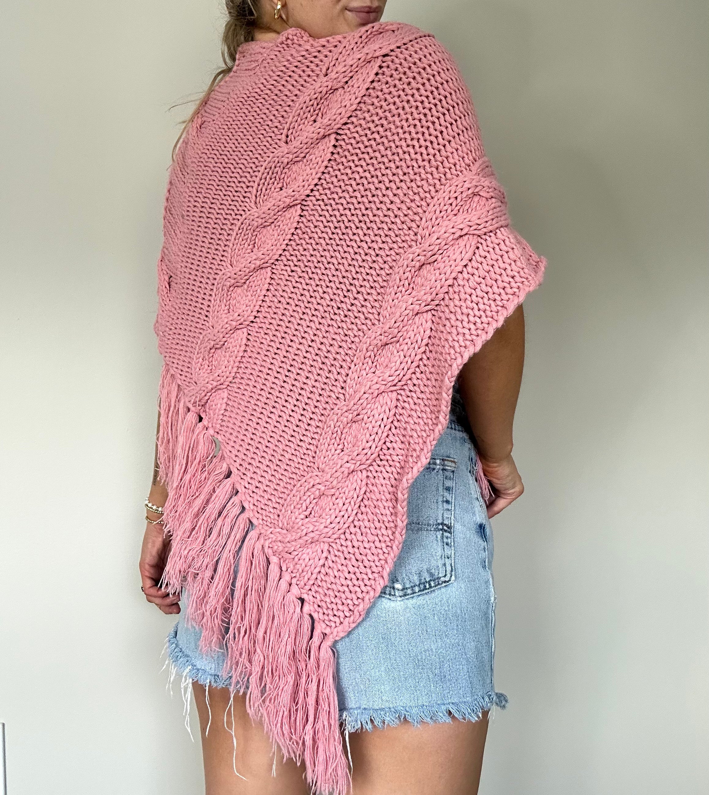Pink Fringe Poncho