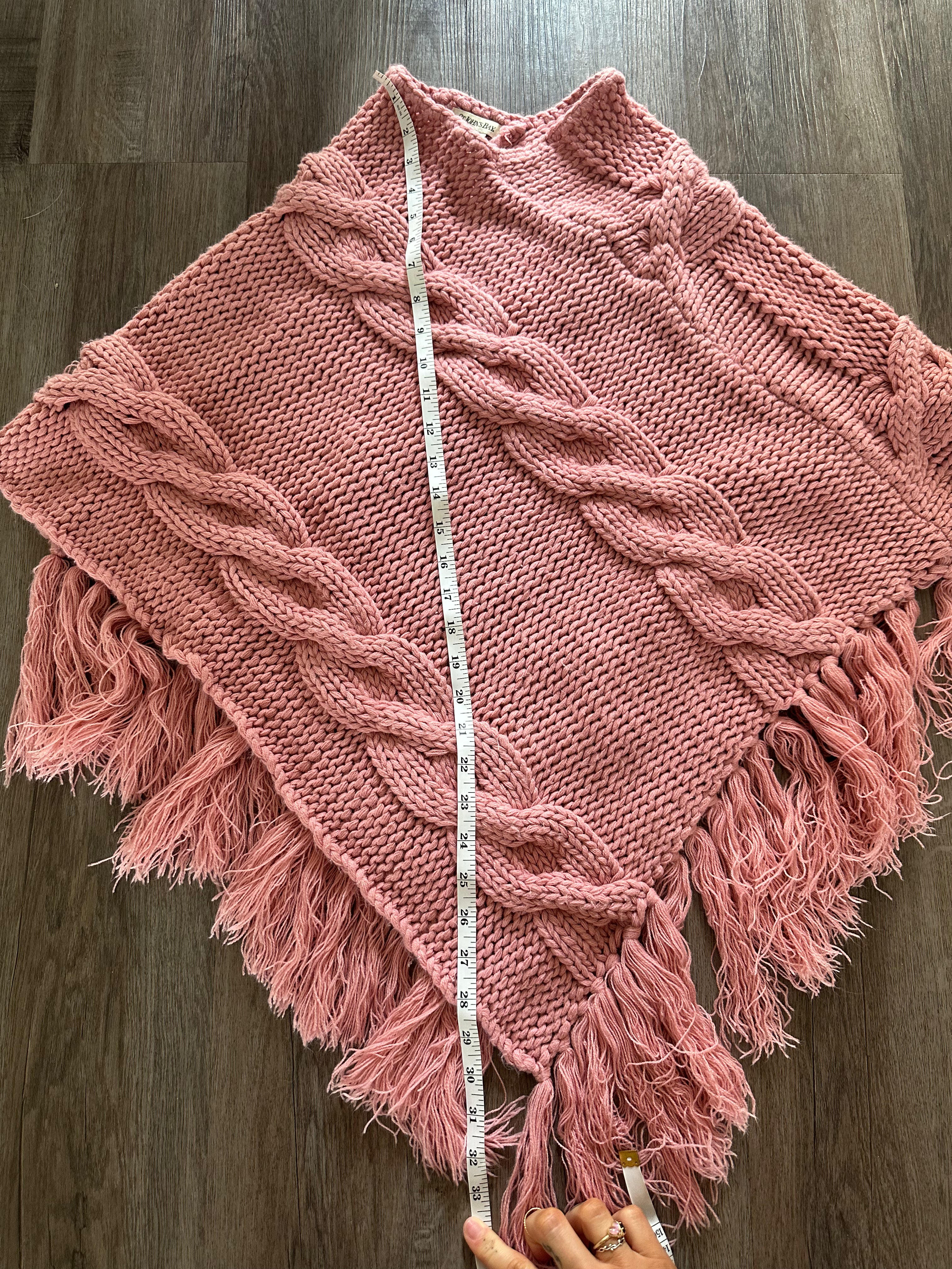 Pink Fringe Poncho