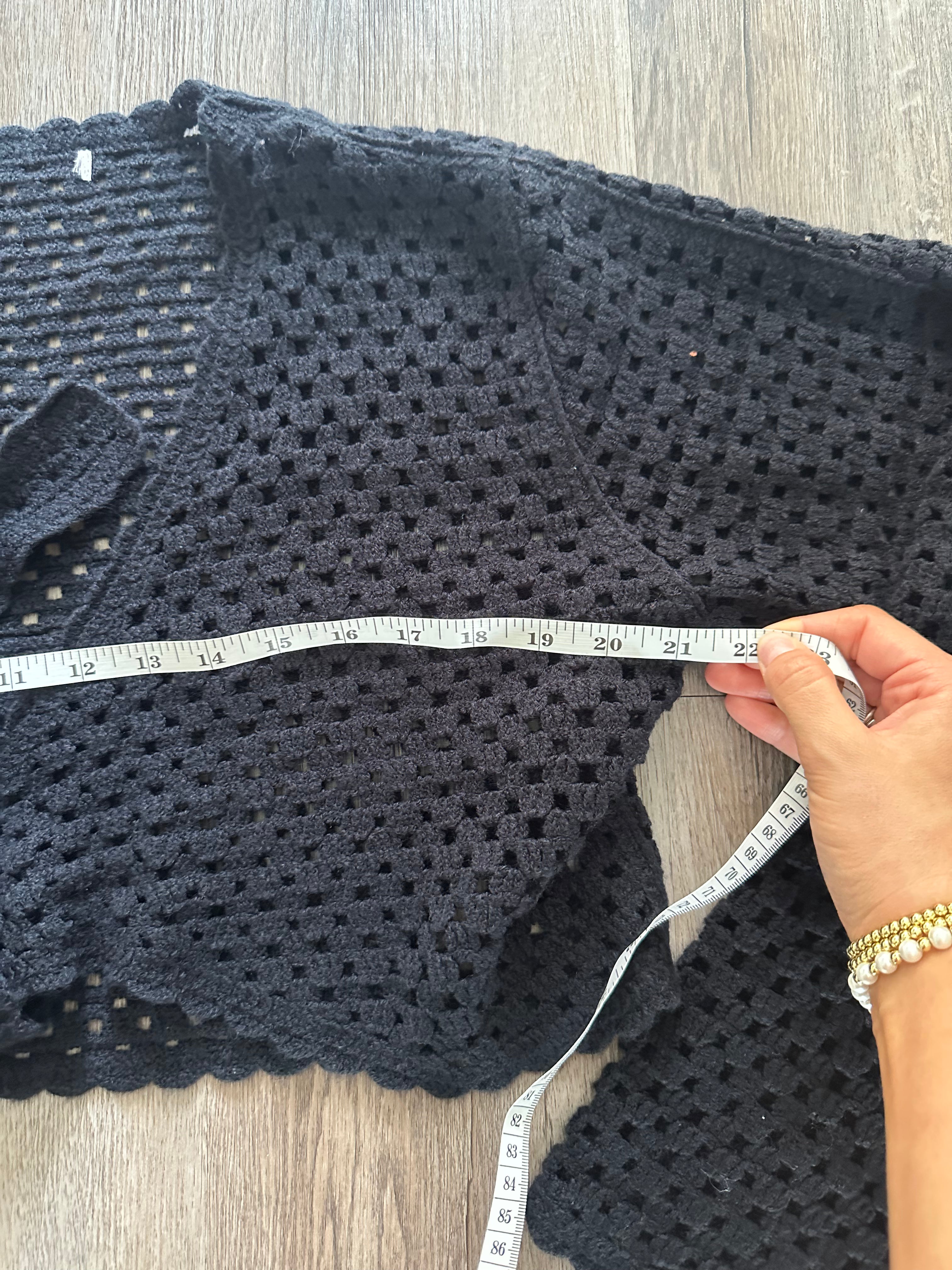 Black Crochet Tie Front Top