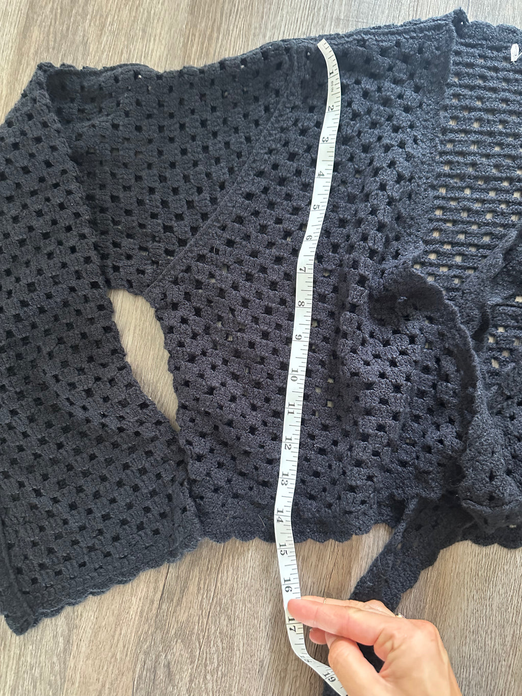 Black Crochet Tie Front Top