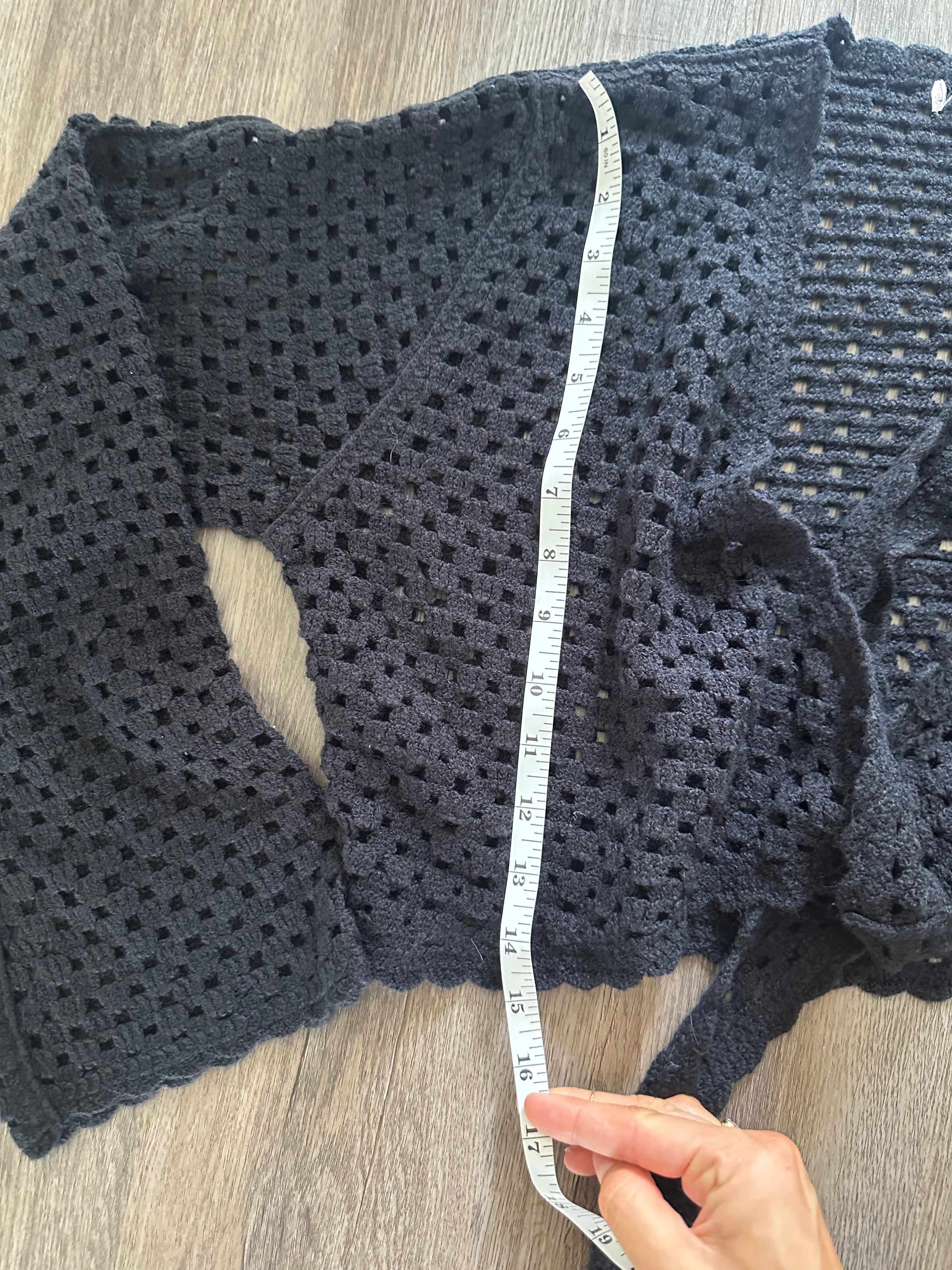 Black Crochet Tie Front Top
