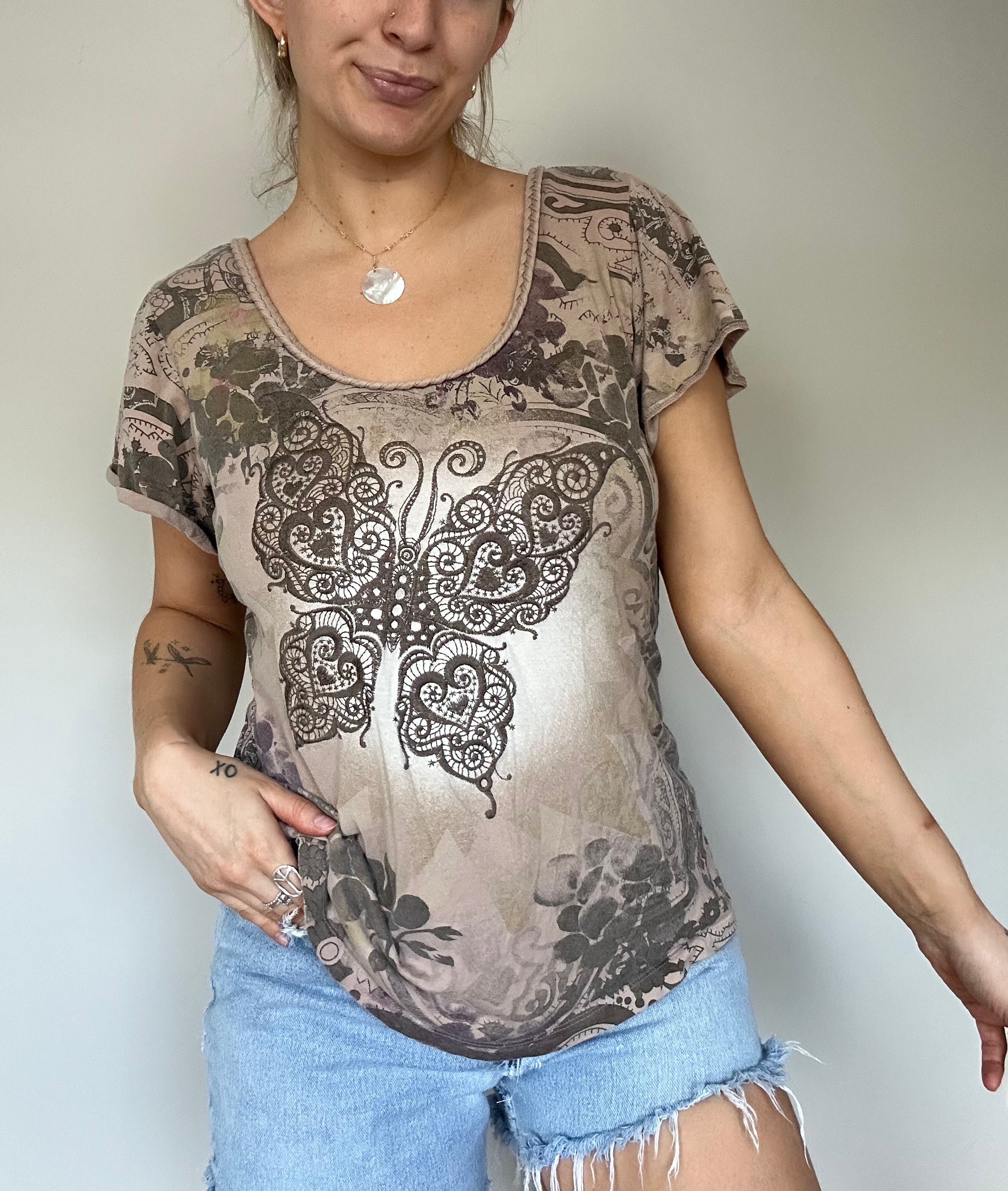Y2K Lucky Brand Butterfly Top