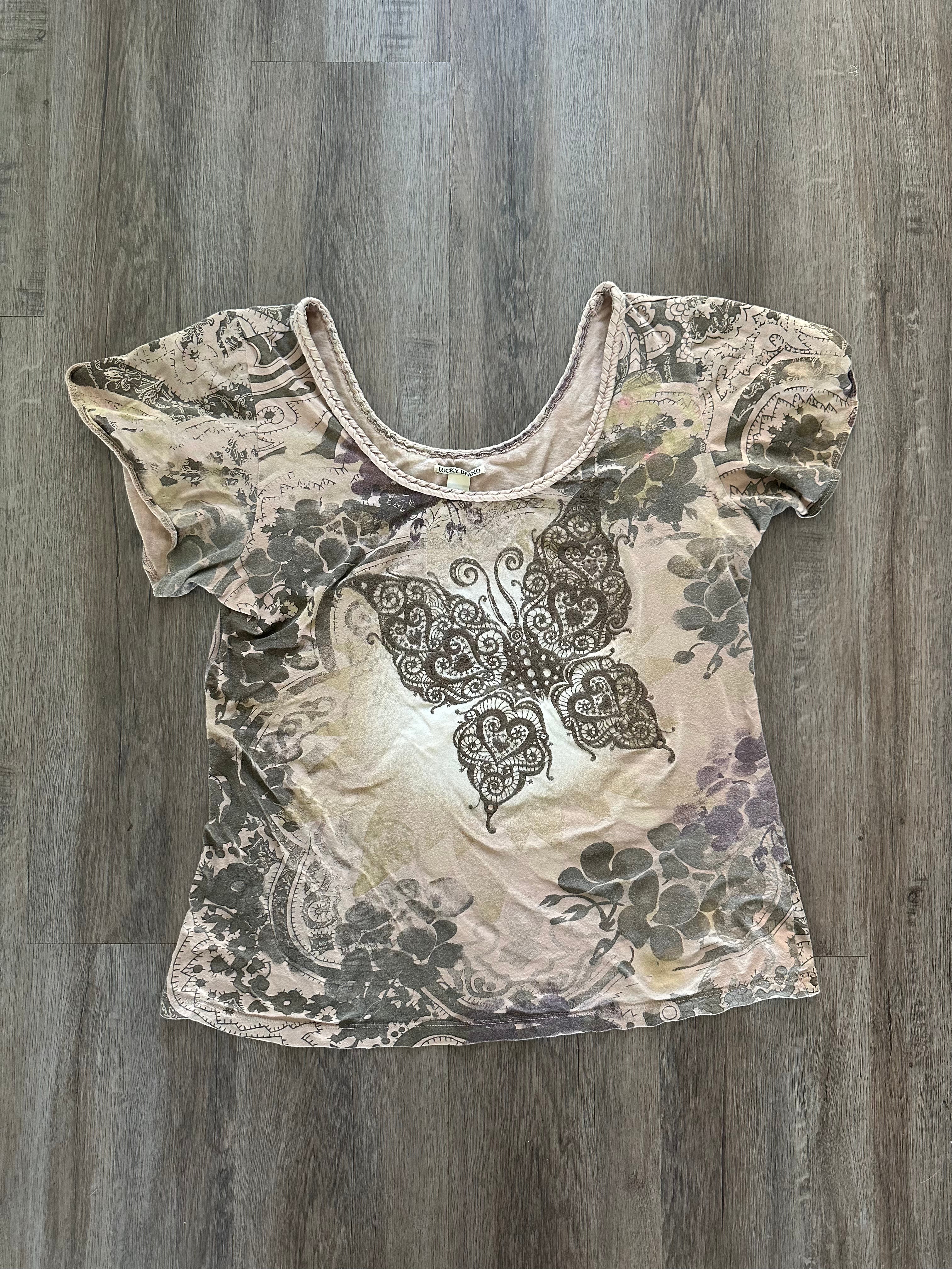 Y2K Lucky Brand Butterfly Top