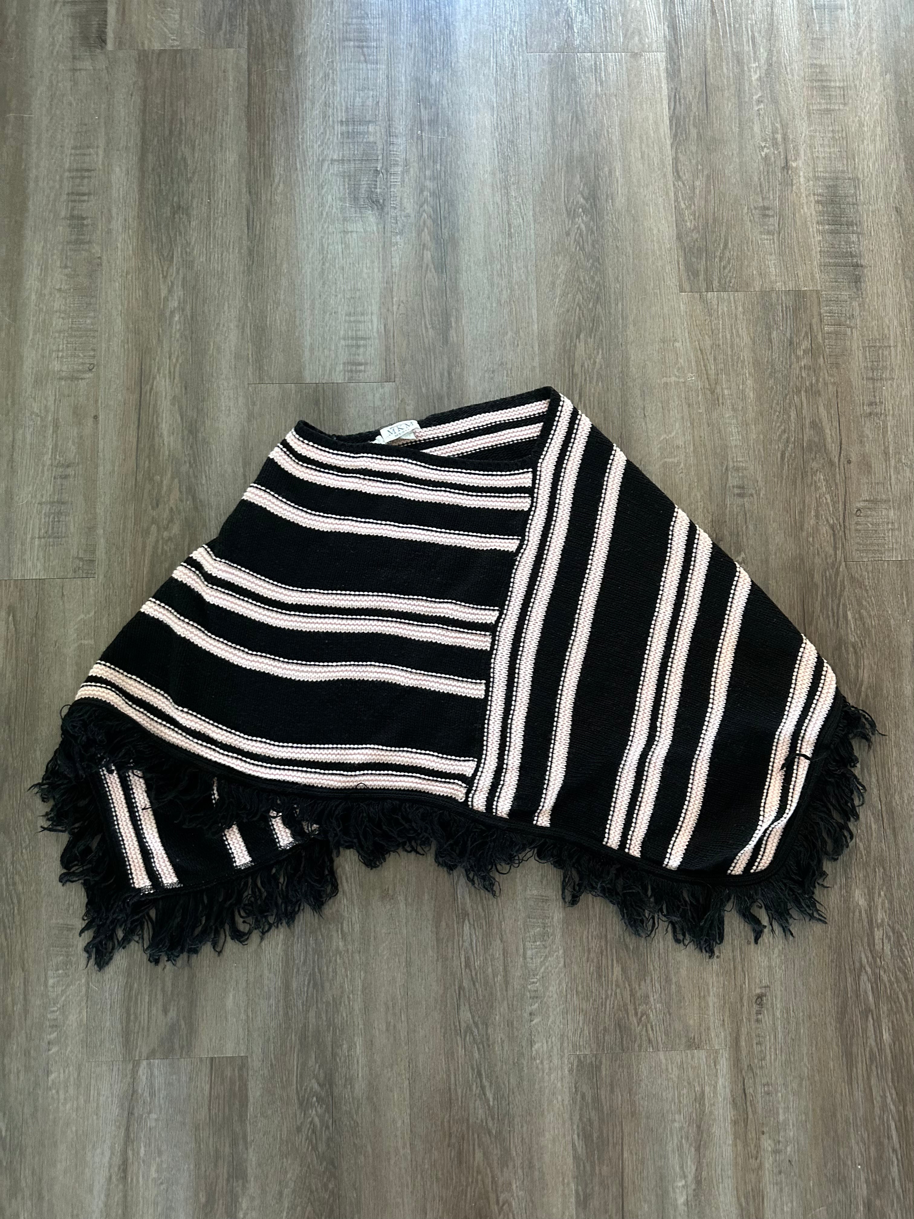 Vintage Striped Fringe Poncho