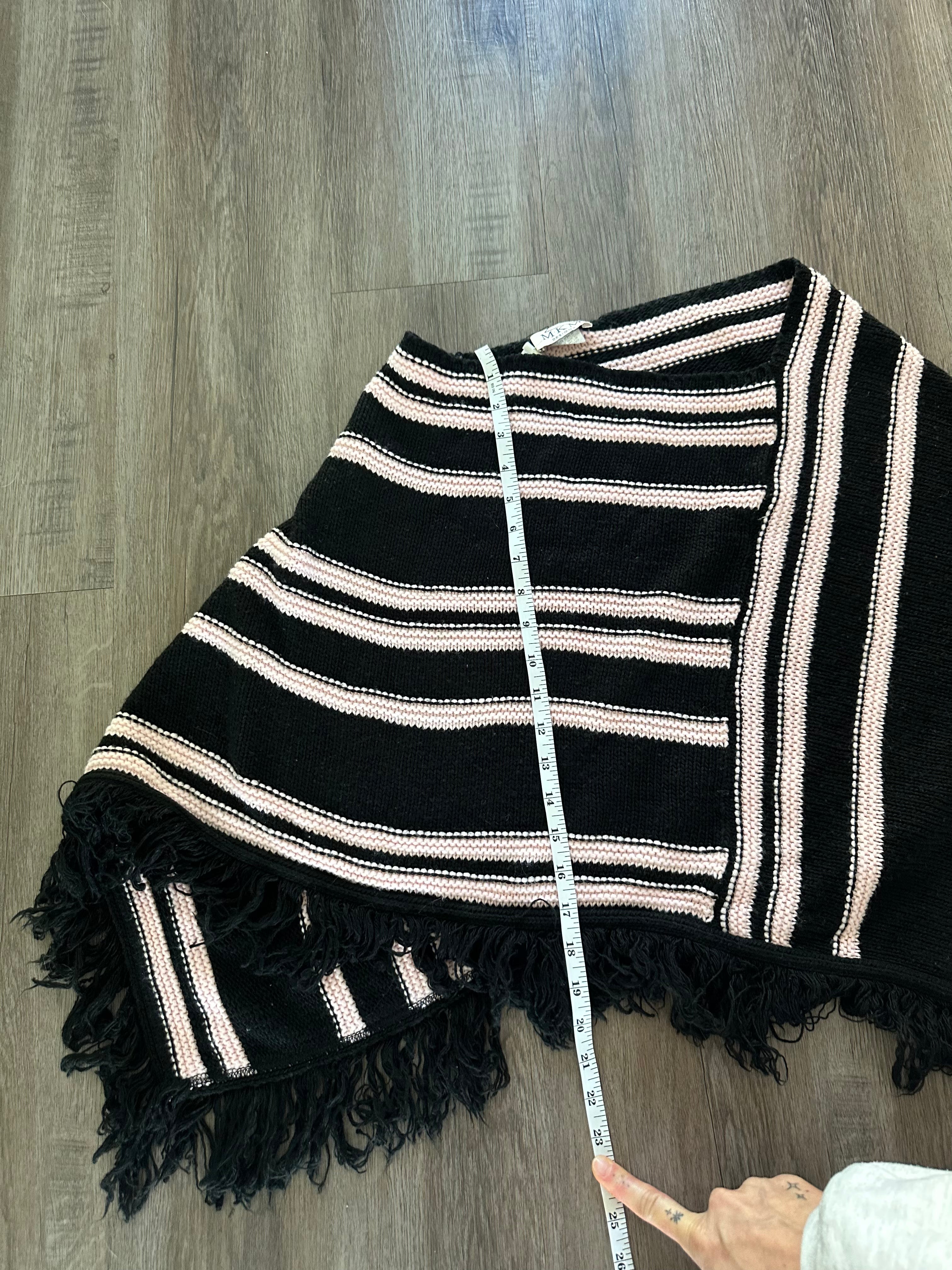 Vintage Striped Fringe Poncho