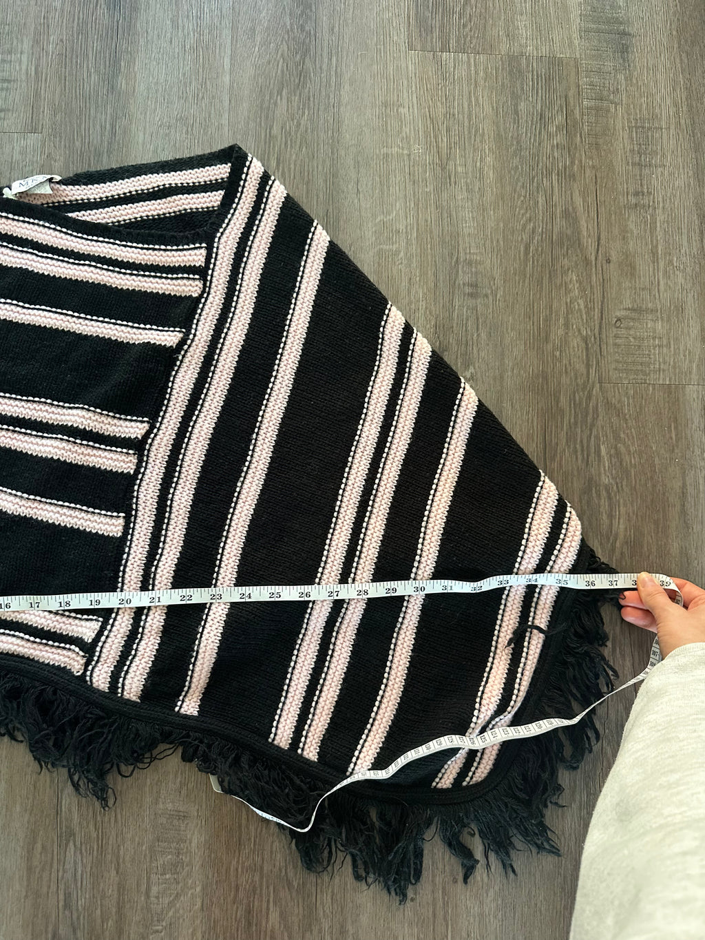 Vintage Striped Fringe Poncho