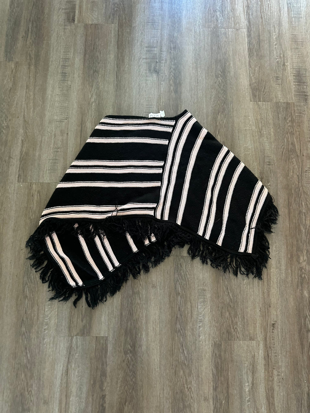 Vintage Striped Fringe Poncho
