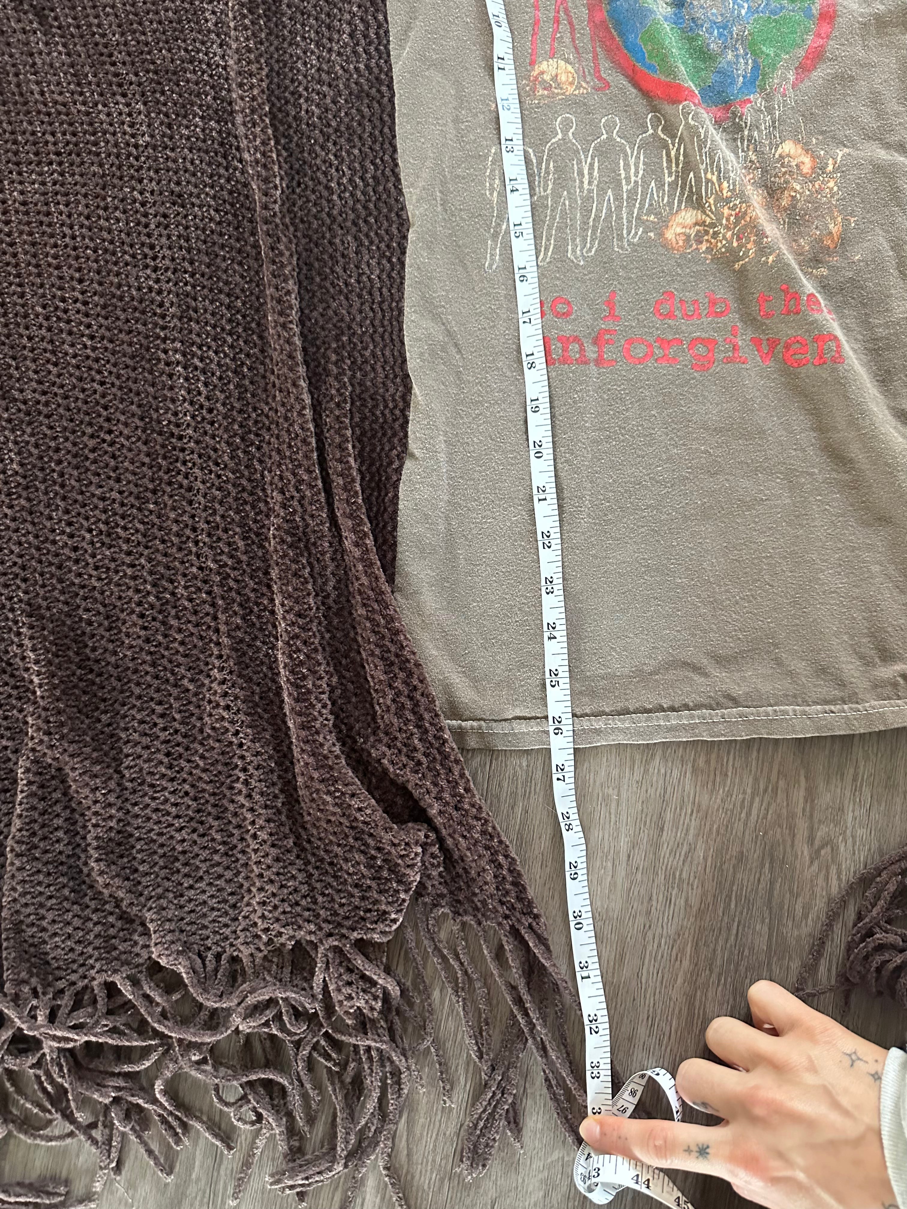 Upcycled Metallica Fringe Poncho