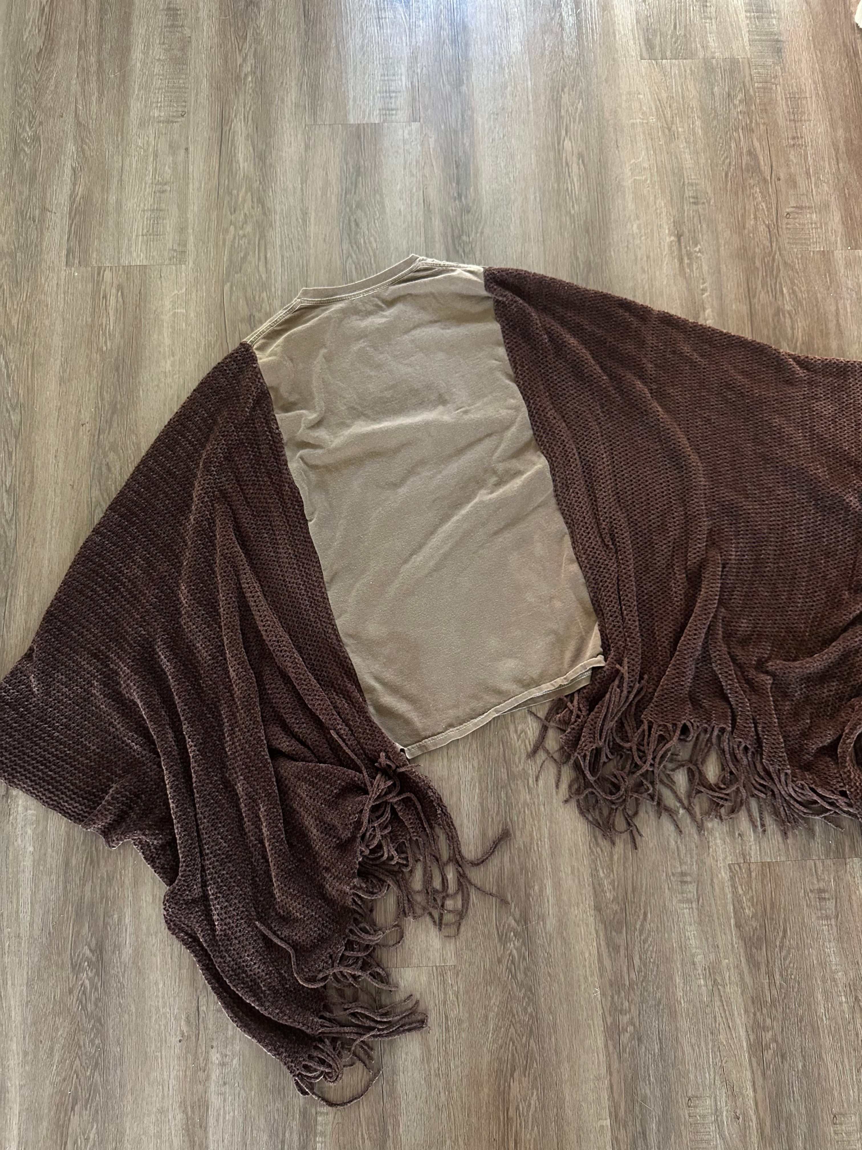 Upcycled Metallica Fringe Poncho