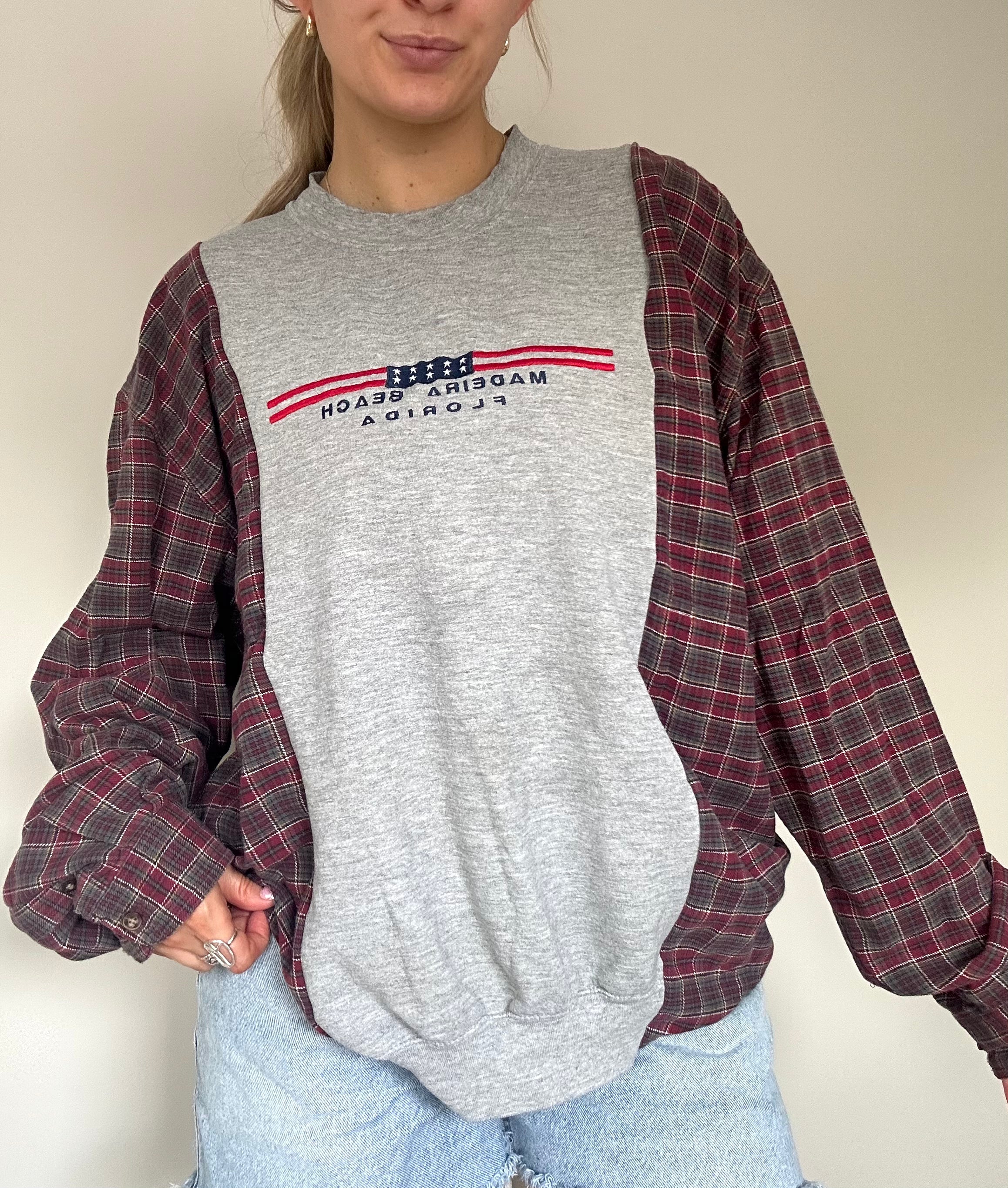 Upcycled Flannel Crewneck