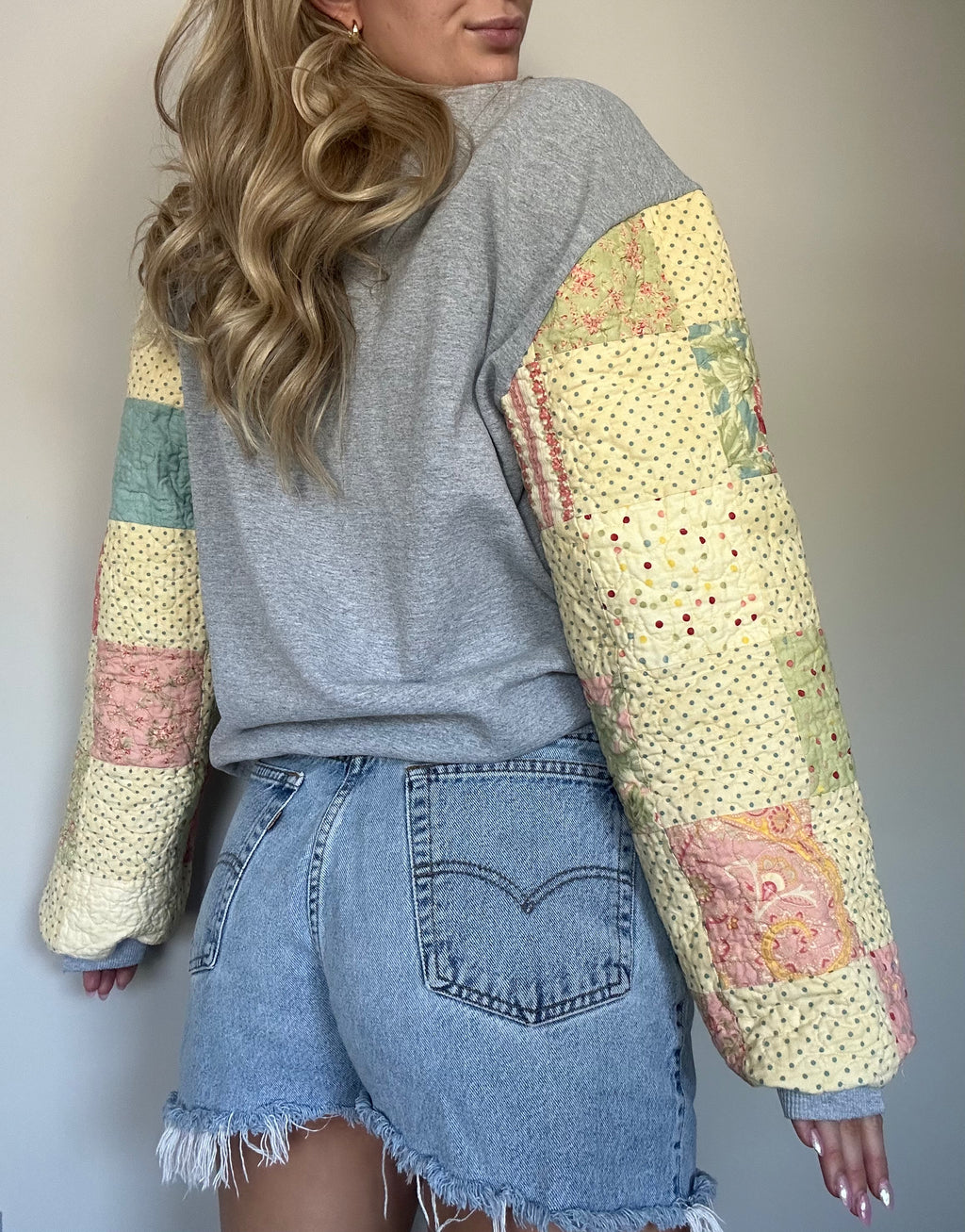 Upcycled Quilted Sleeve Crewneck