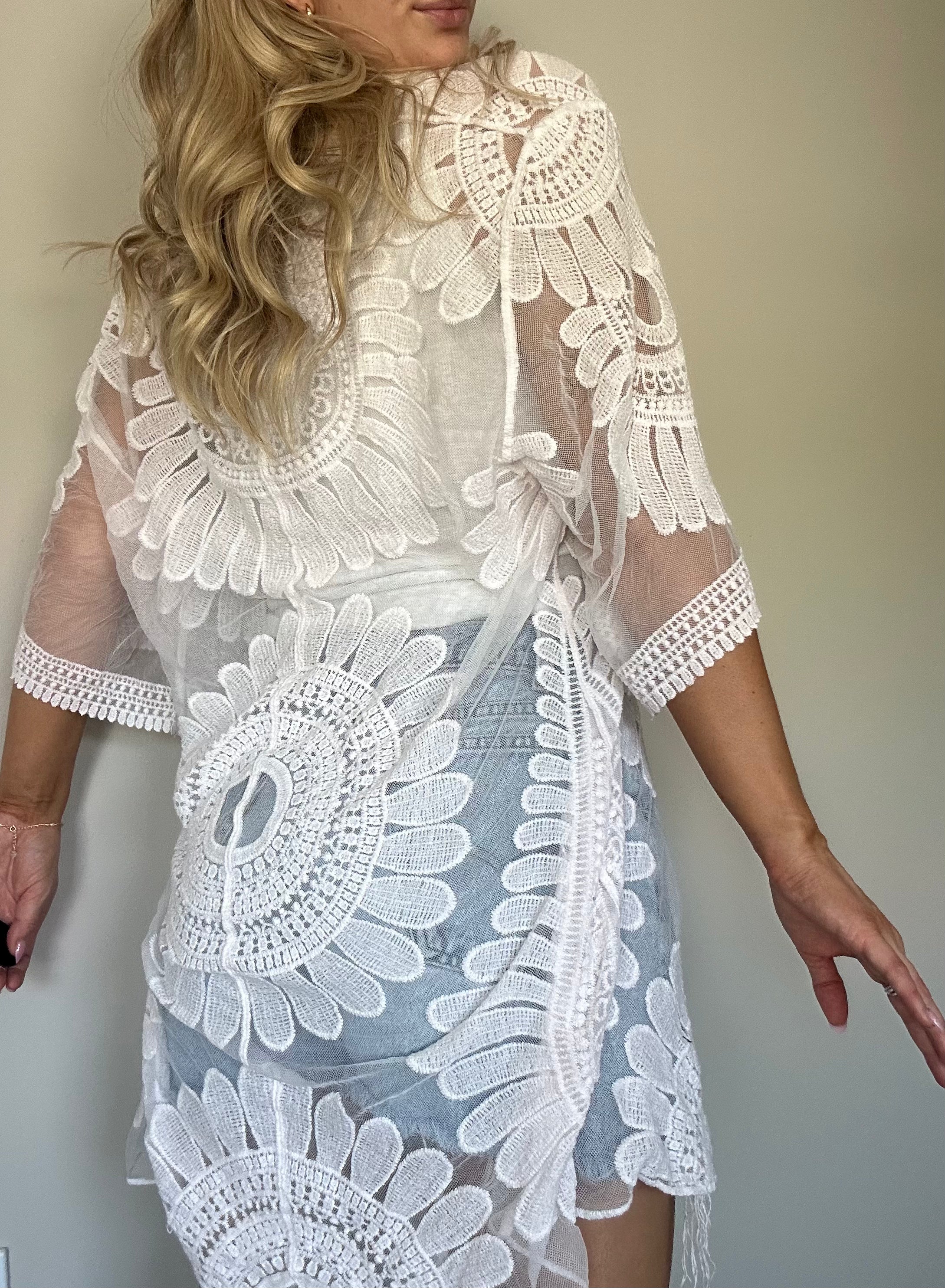 Boho Tie Front Flowy Cardigan
