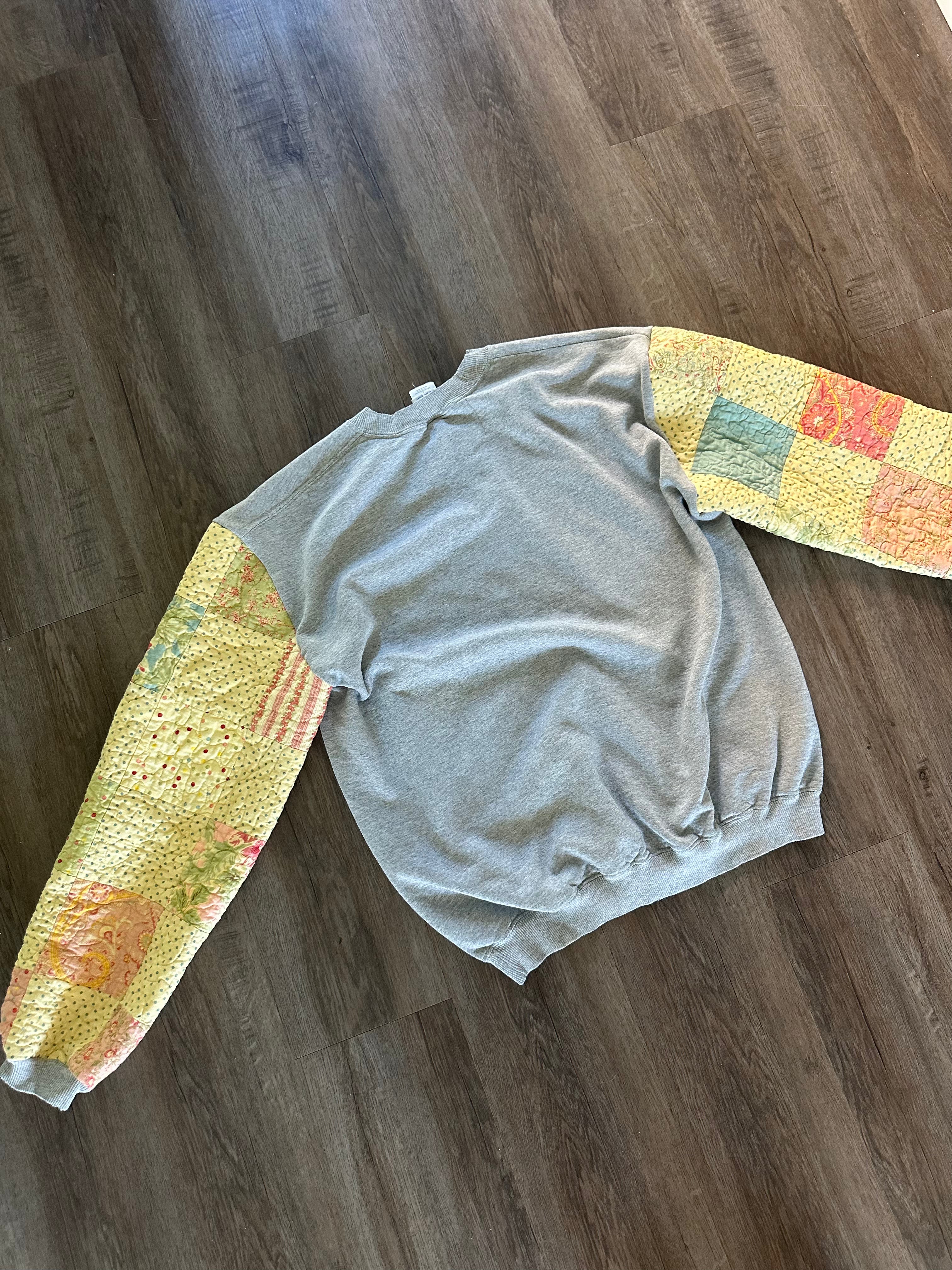 Upcycled Quilted Sleeve Crewneck