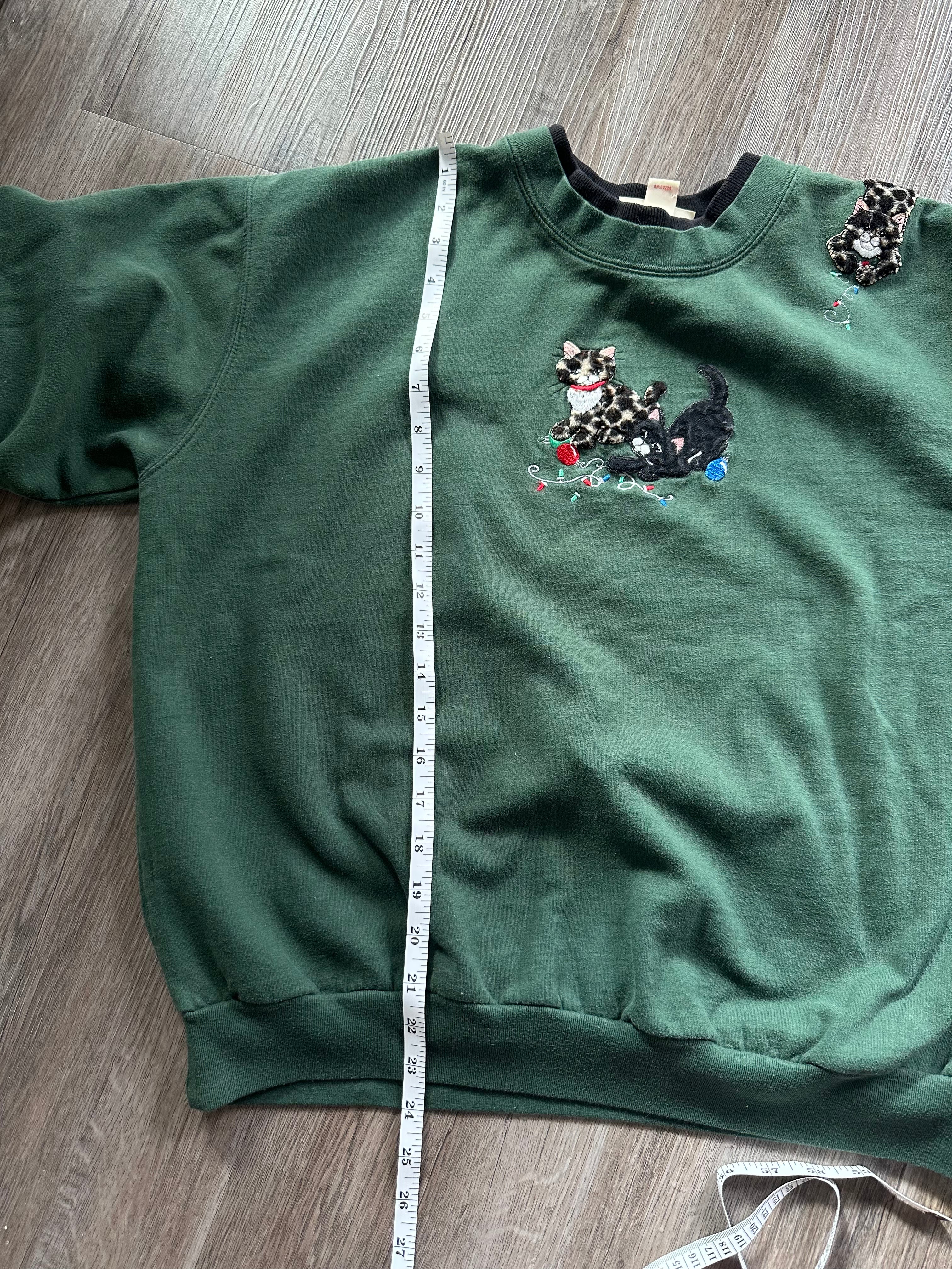 Mock Neck Christmas Cat Sweatshirt