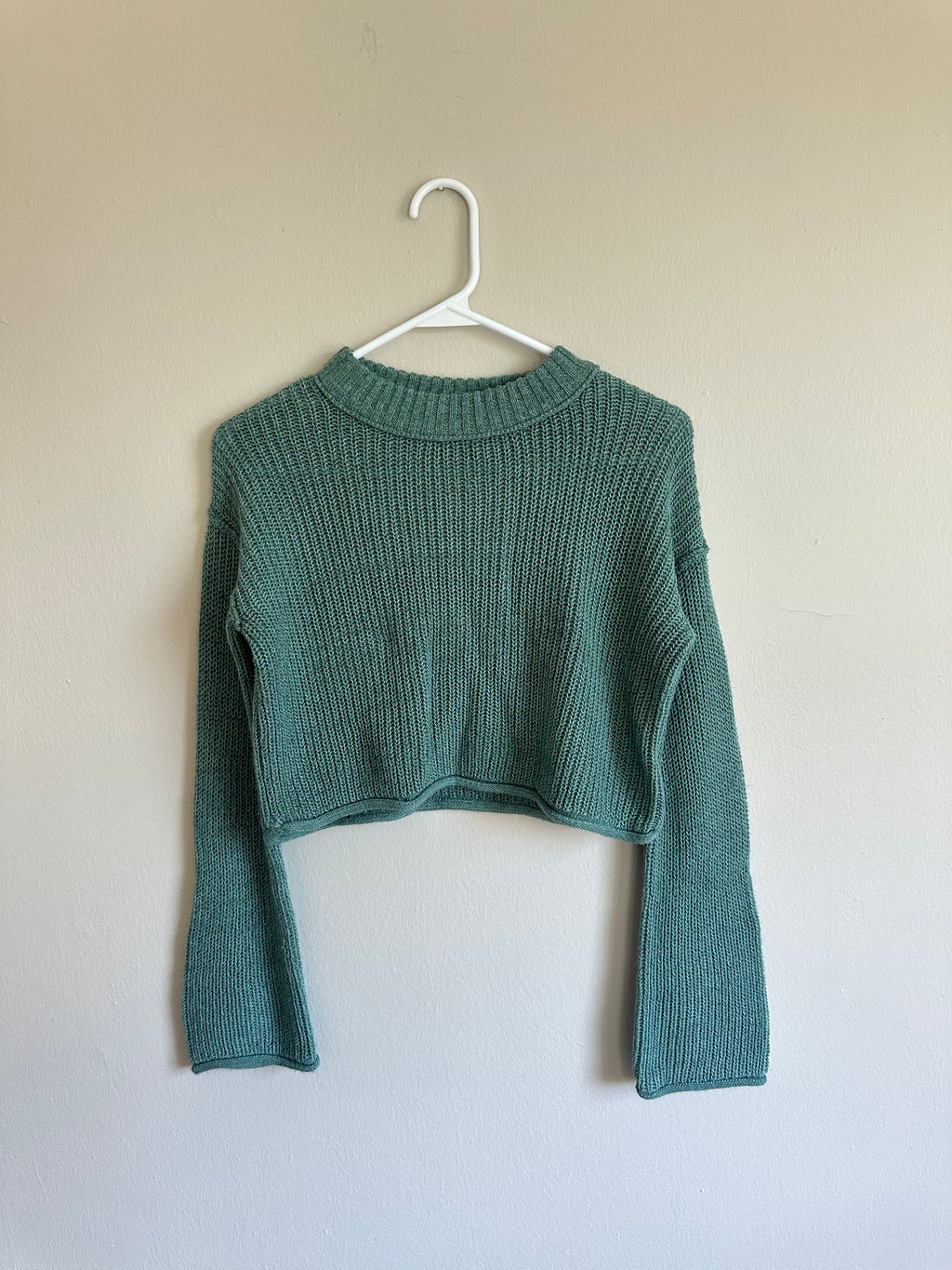 Green Cropped Sweater