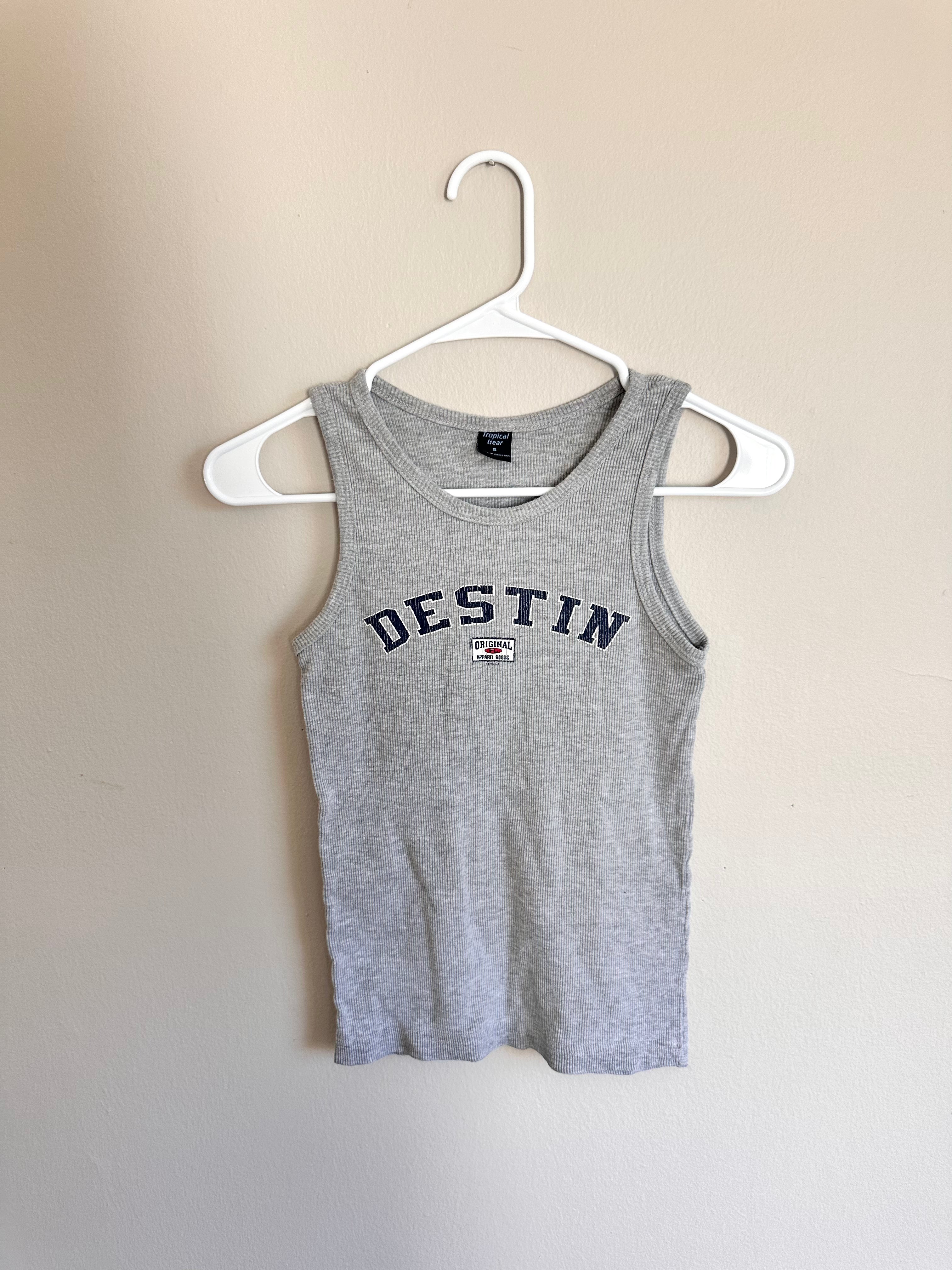 Destin Grey Ribbed Tank Top