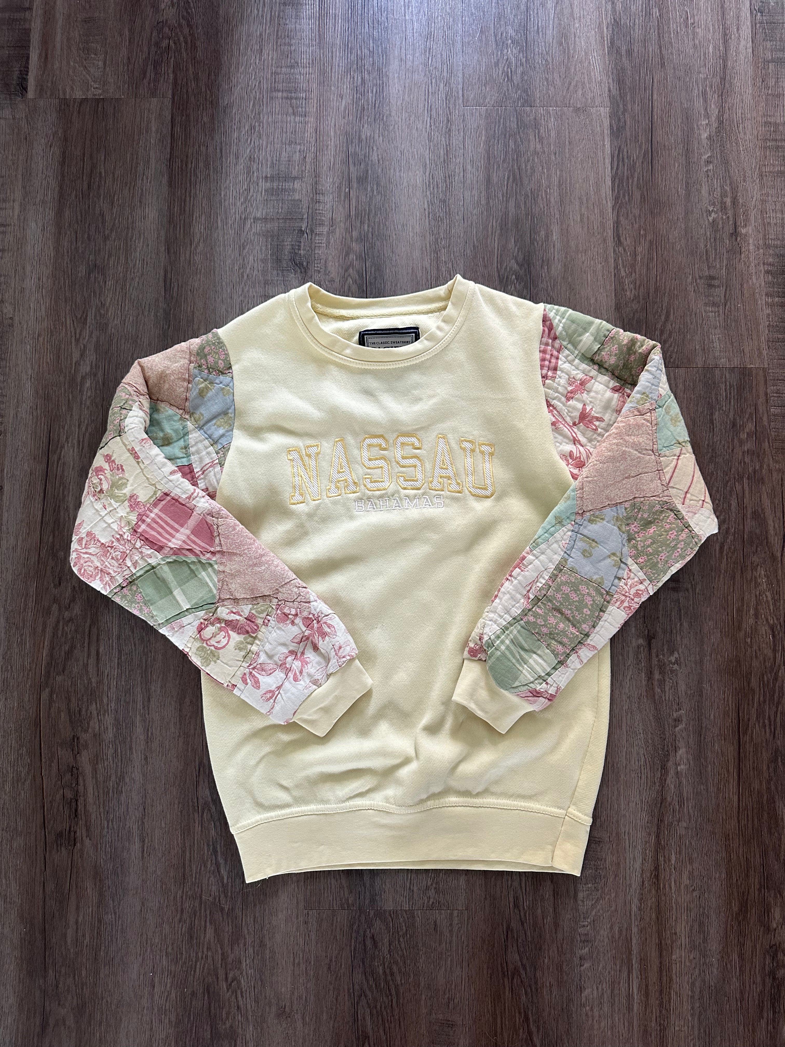 Quilted Sleeve Crewneck