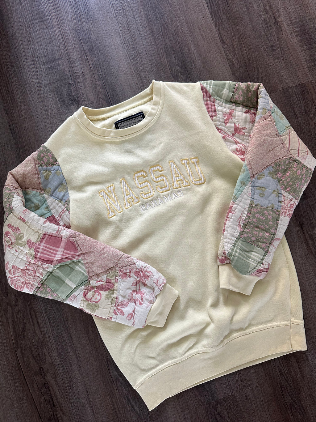 Quilted Sleeve Crewneck