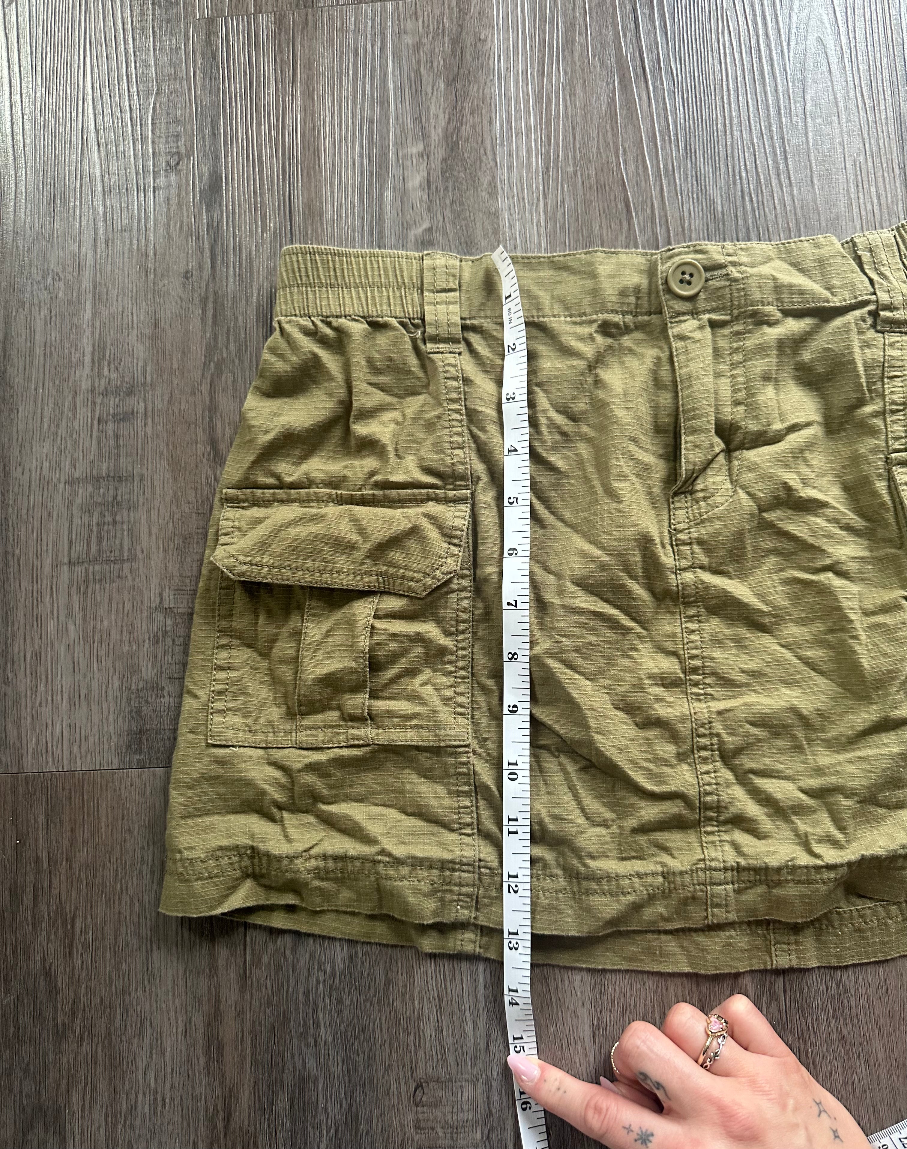 Khaki Green Cargo Mini Shorts