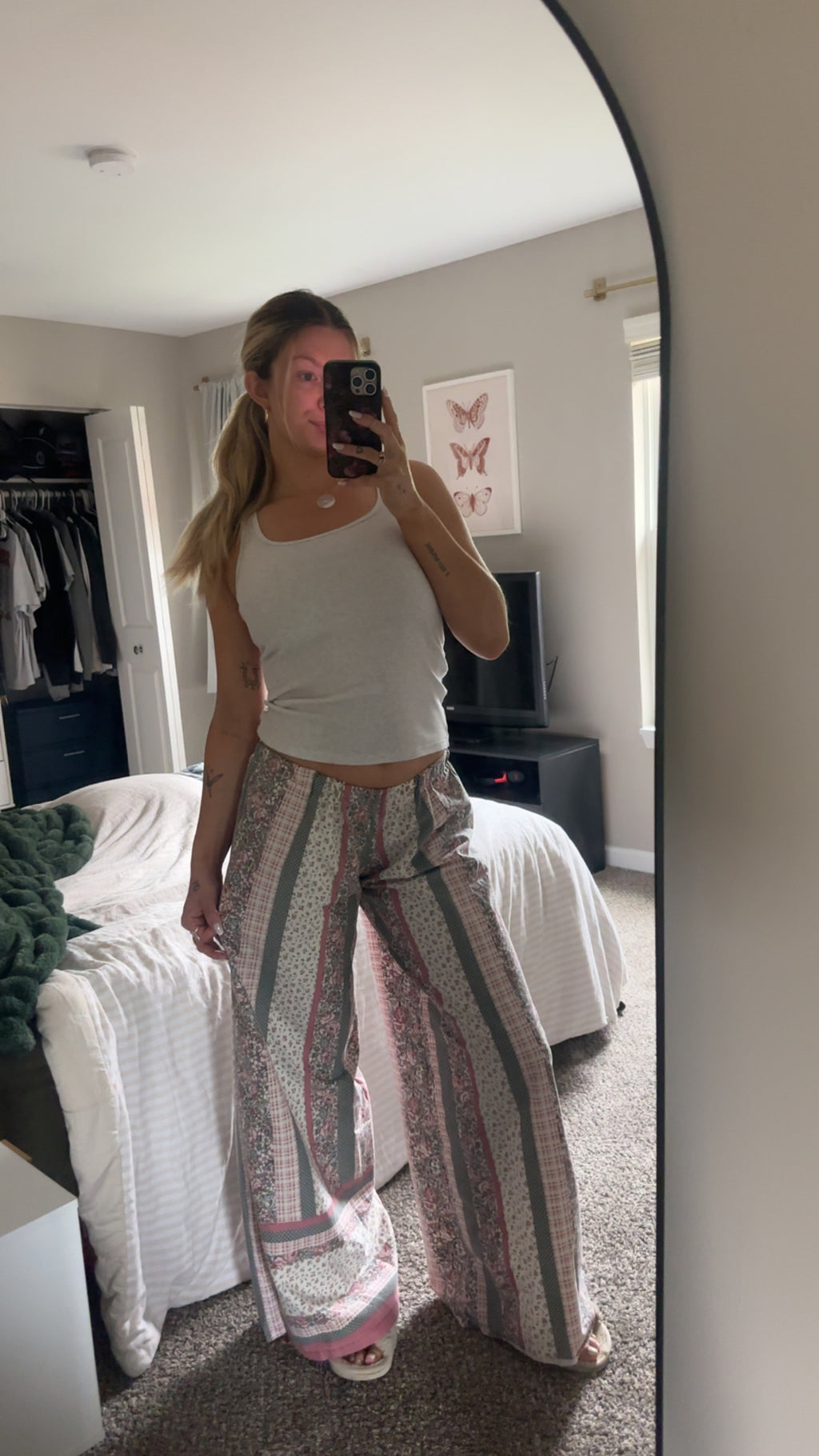 Handmade Floral Pink Pants