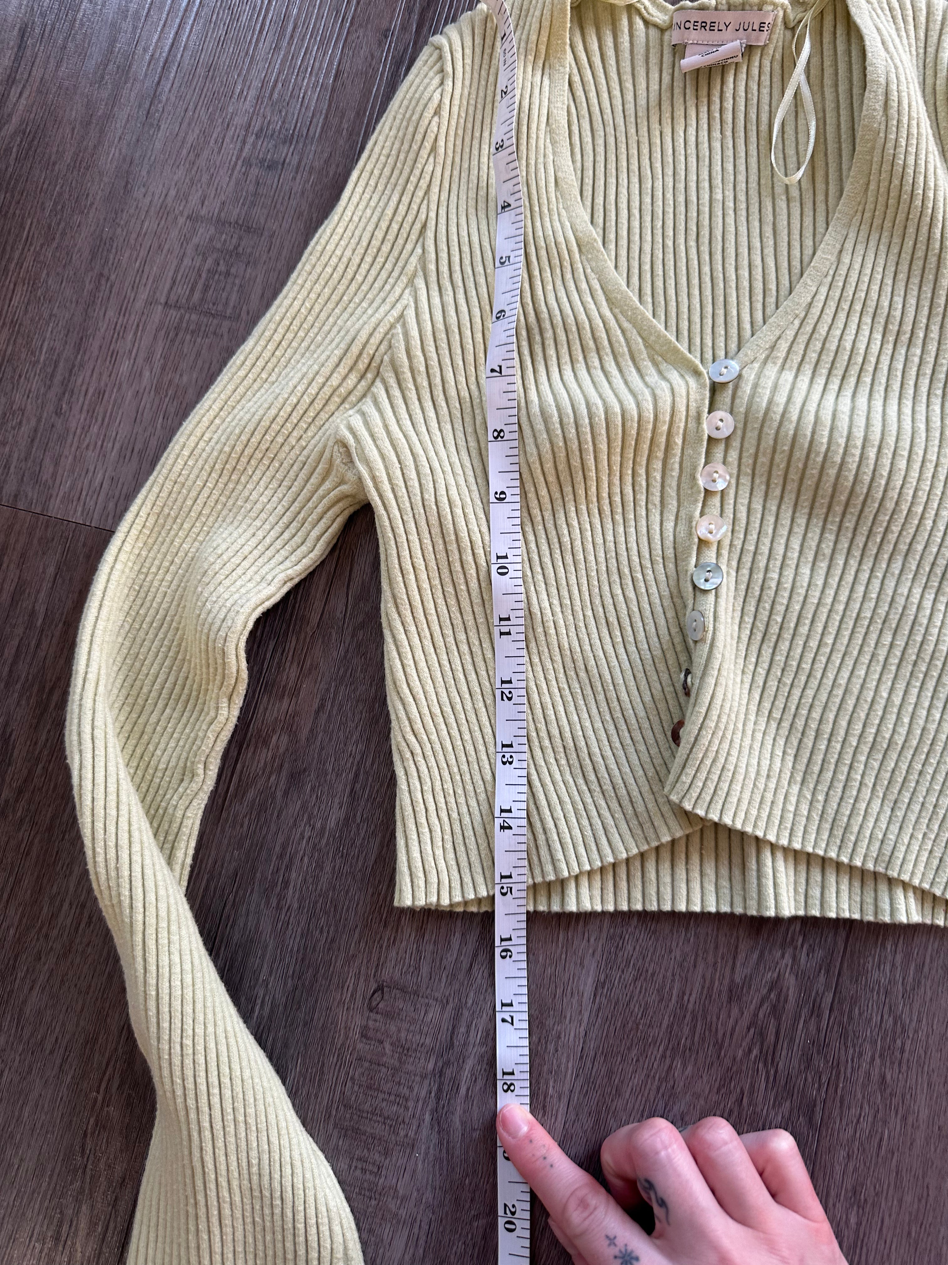 Green Ribbed Cardigan