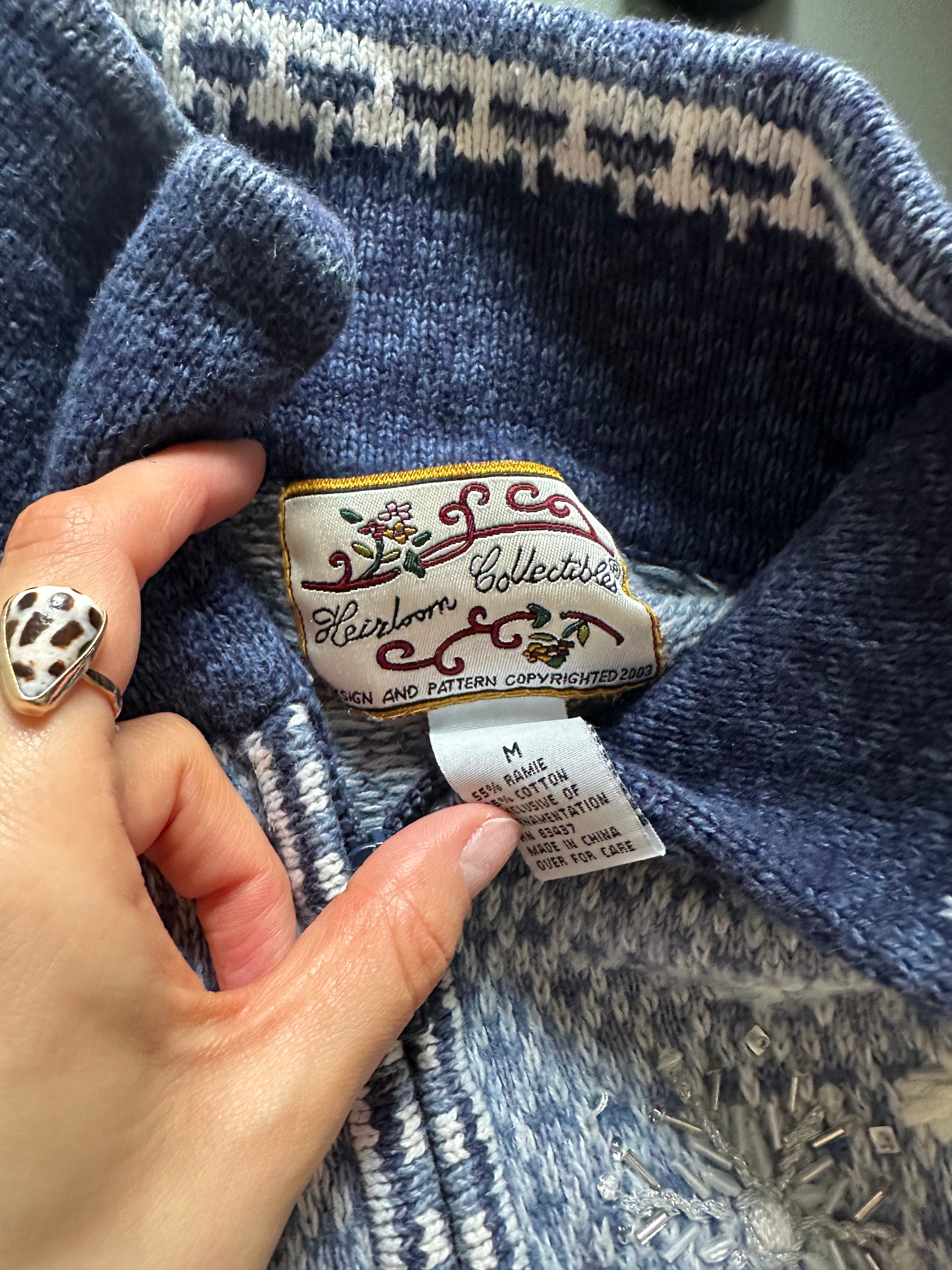 Vintage Winter Zip Up Sweater