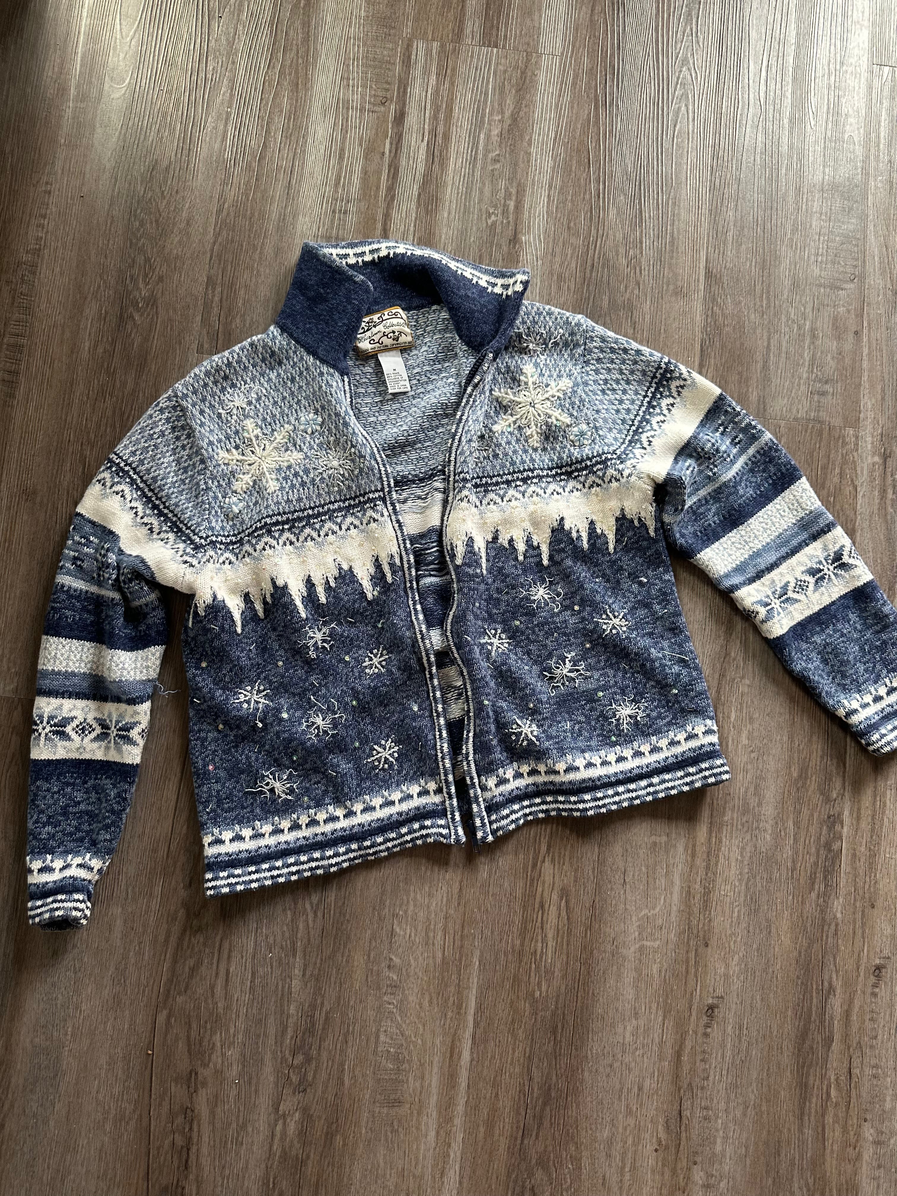 Vintage Winter Zip Up Sweater