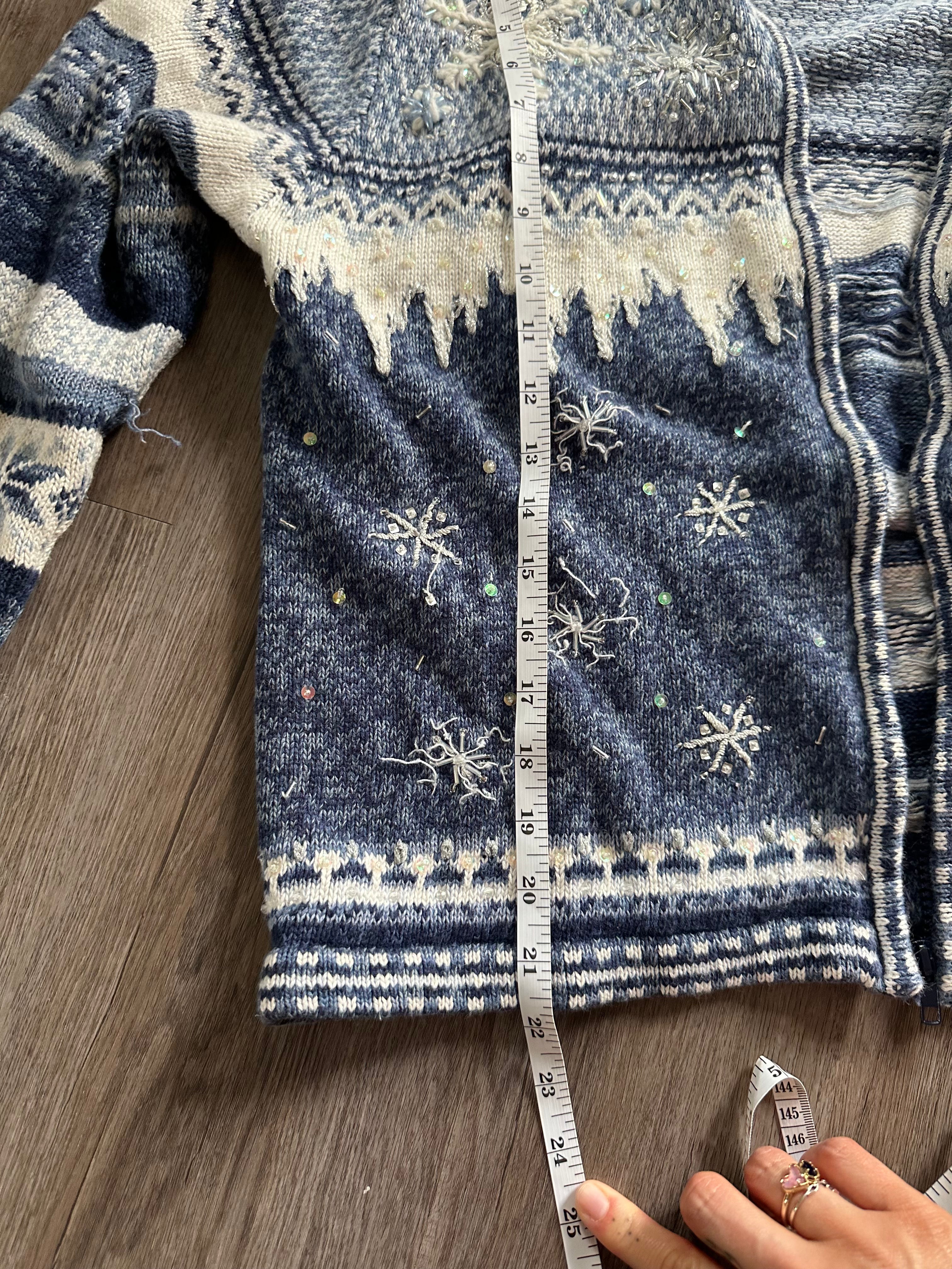Vintage Winter Zip Up Sweater