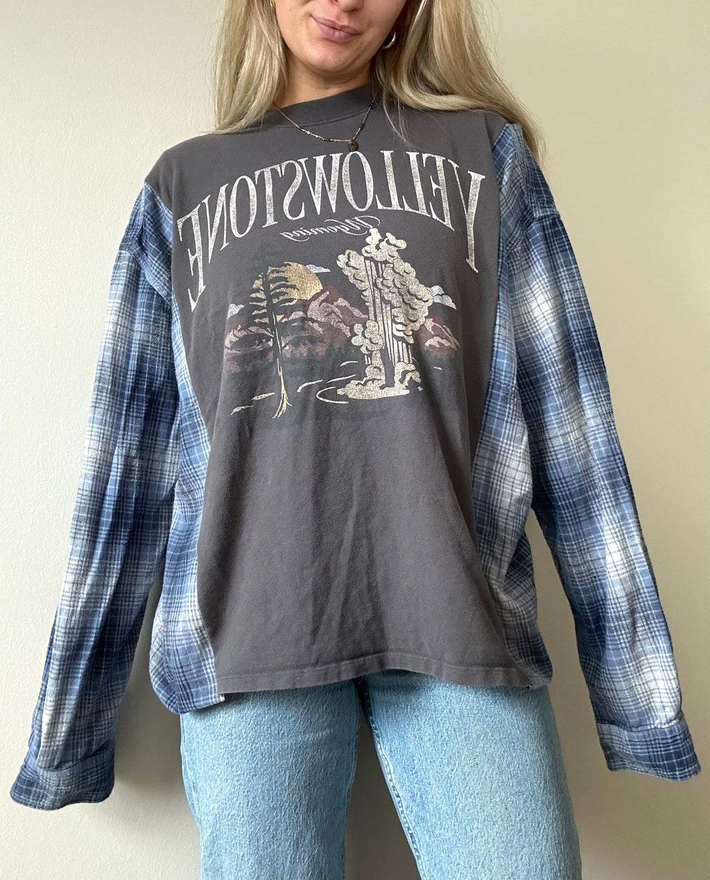Yosemite Reworked Flannel Sleeve T-Shirt