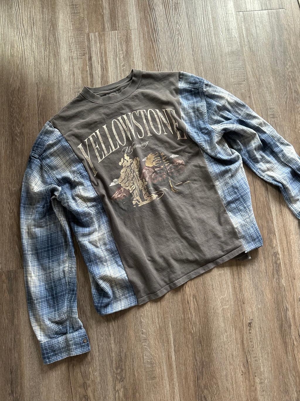 Yosemite Reworked Flannel Sleeve T-Shirt