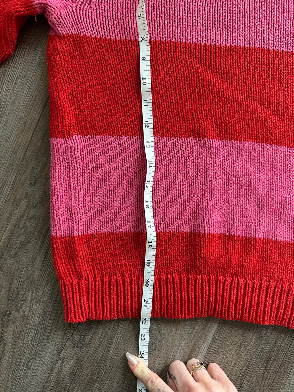Red and Pink Turtleneck Knit Sweater