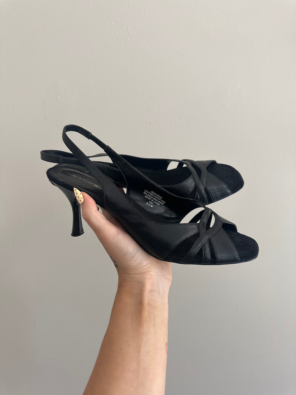 Bandolino Black Slingback Kitten Heels