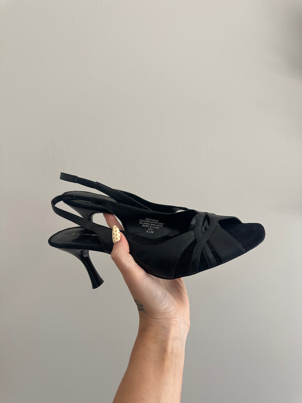 Bandolino Black Slingback Kitten Heels