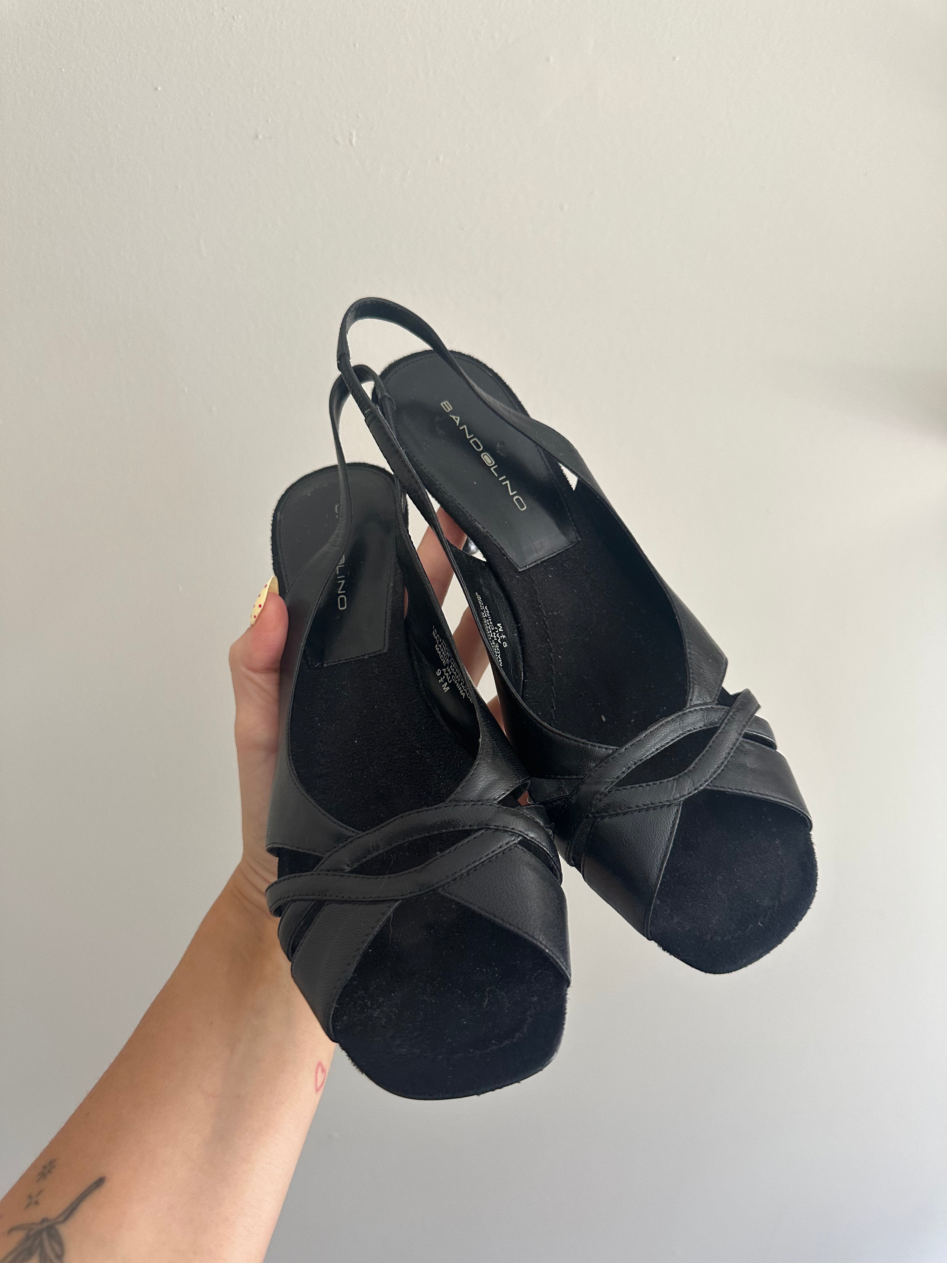 Bandolino Black Slingback Kitten Heels