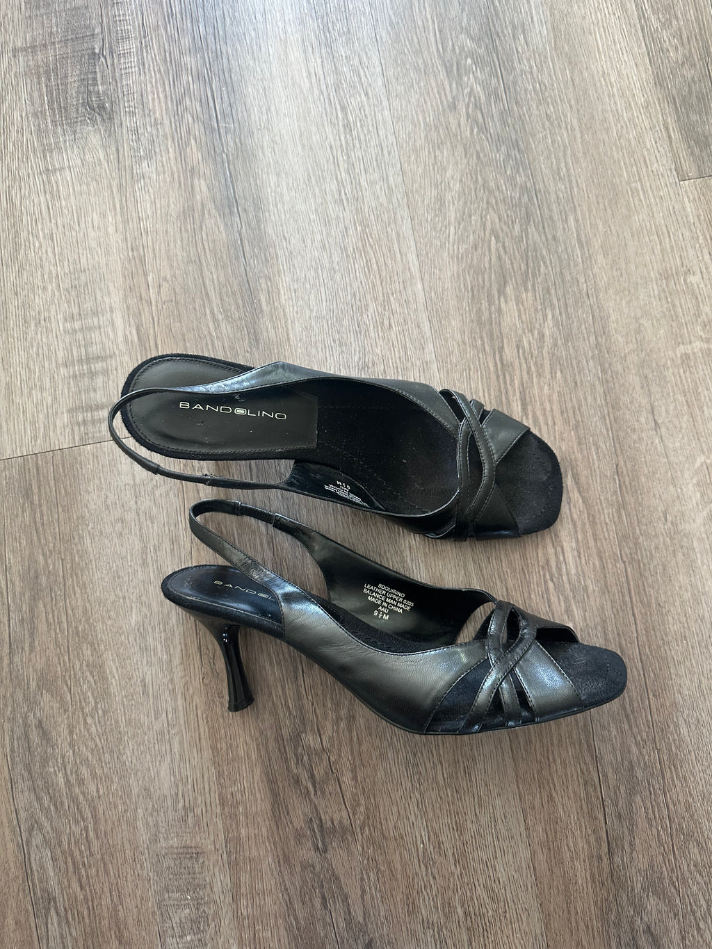 Bandolino Black Slingback Kitten Heels